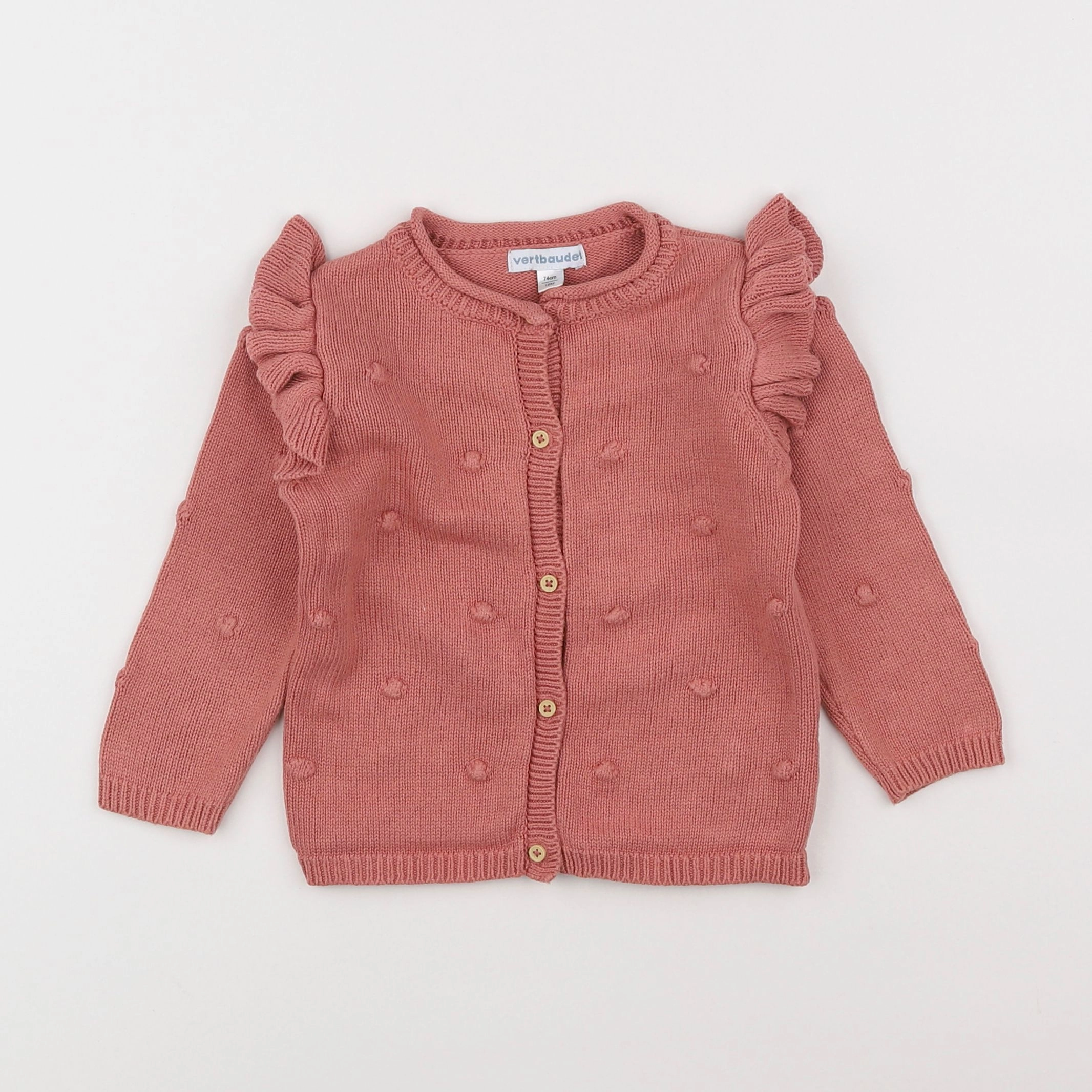 Vertbaudet - gilet rose - 12 mois