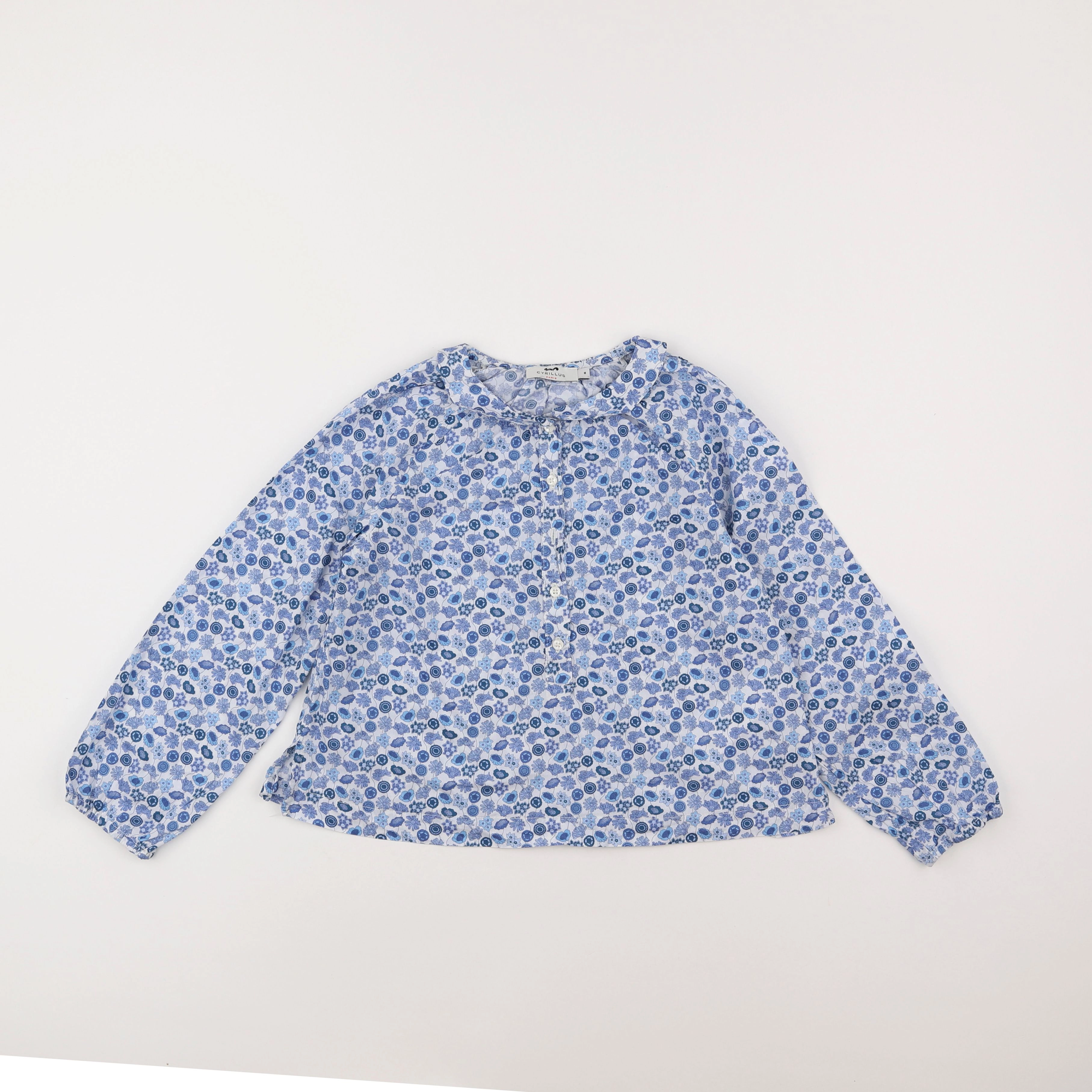 Cyrillus - blouse blanc, bleu - 8 ans