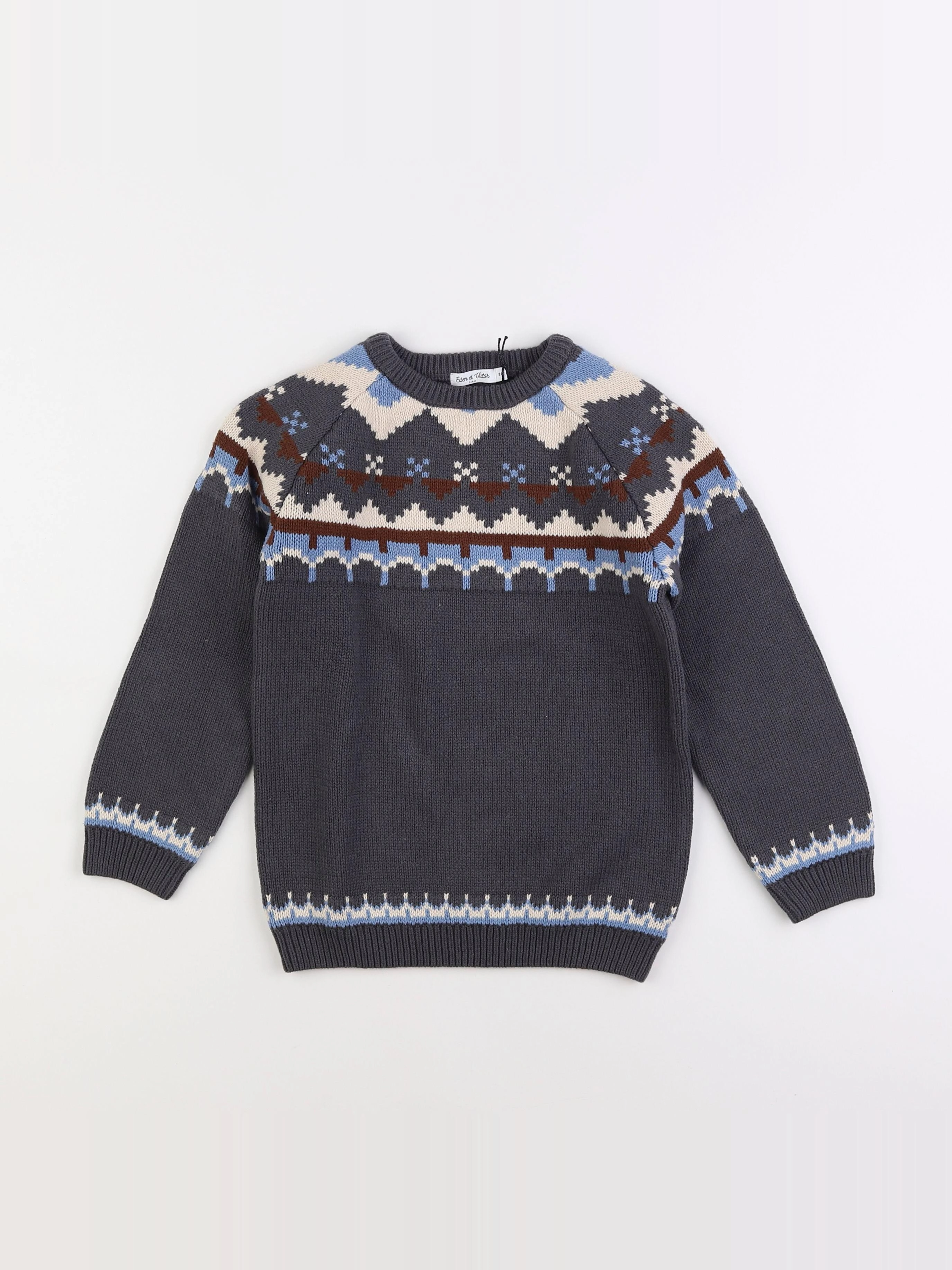 Eden & Victor - pull gris - 8 ans