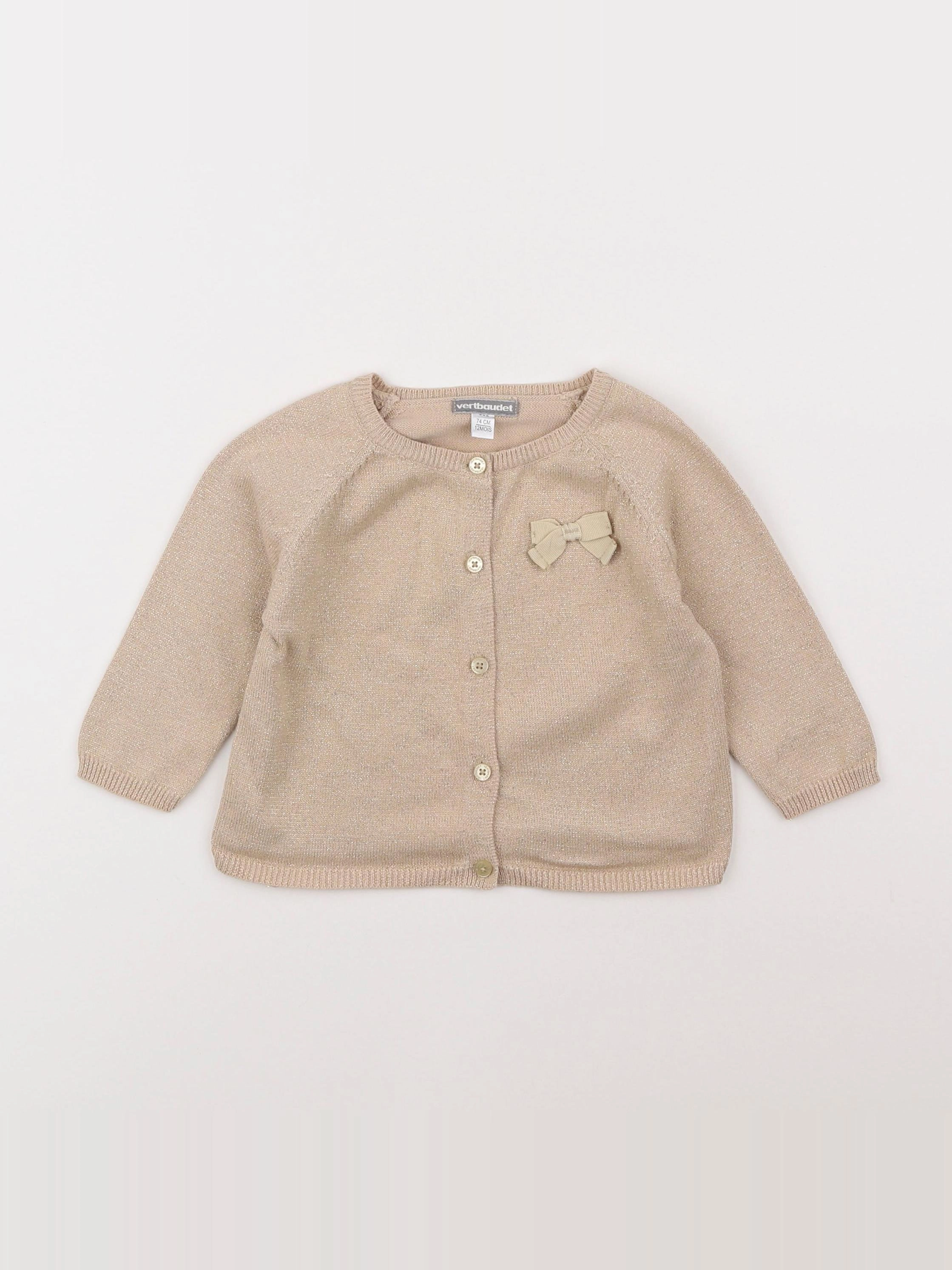 Vertbaudet - gilet beige, or - 12 mois