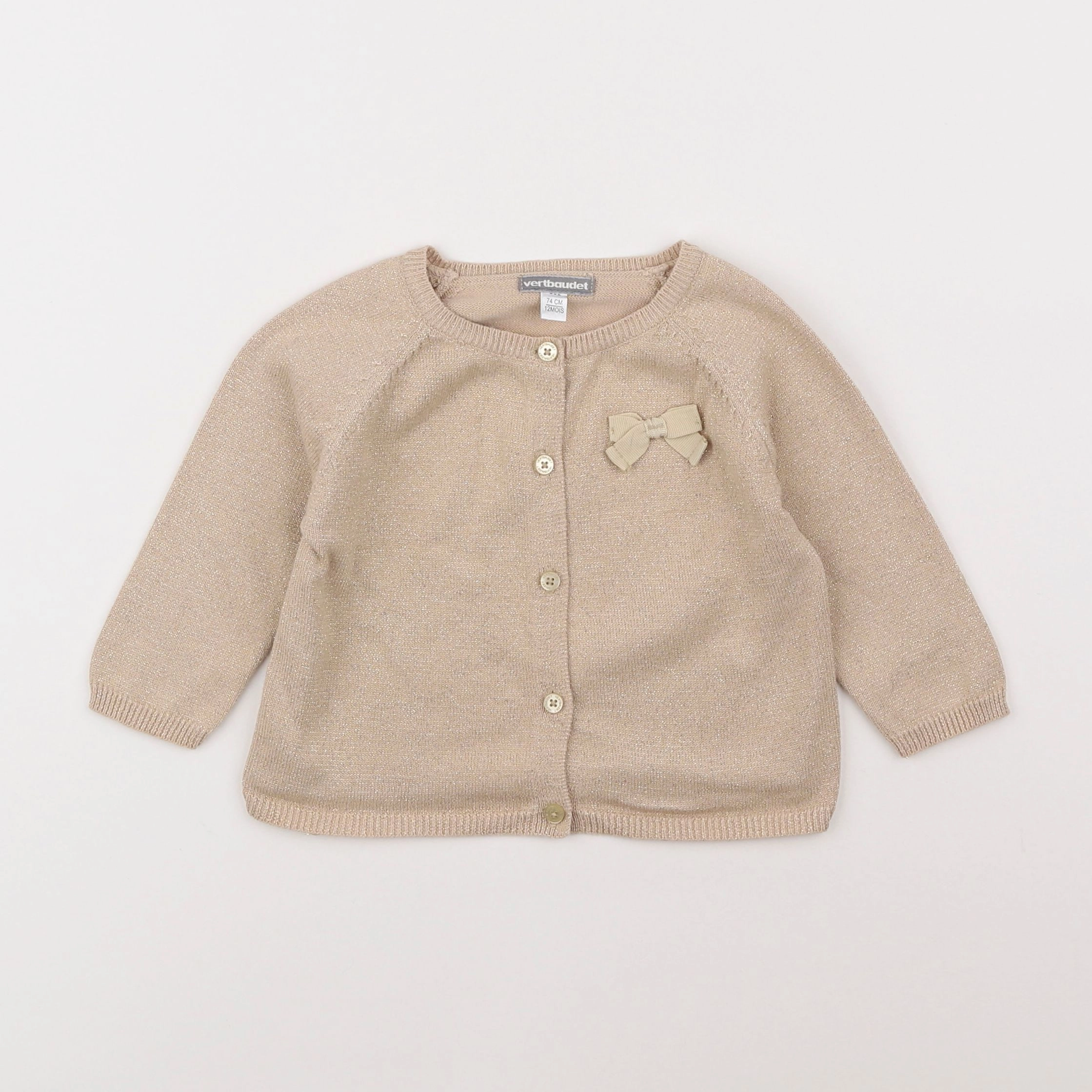 Vertbaudet - gilet beige, or - 12 mois