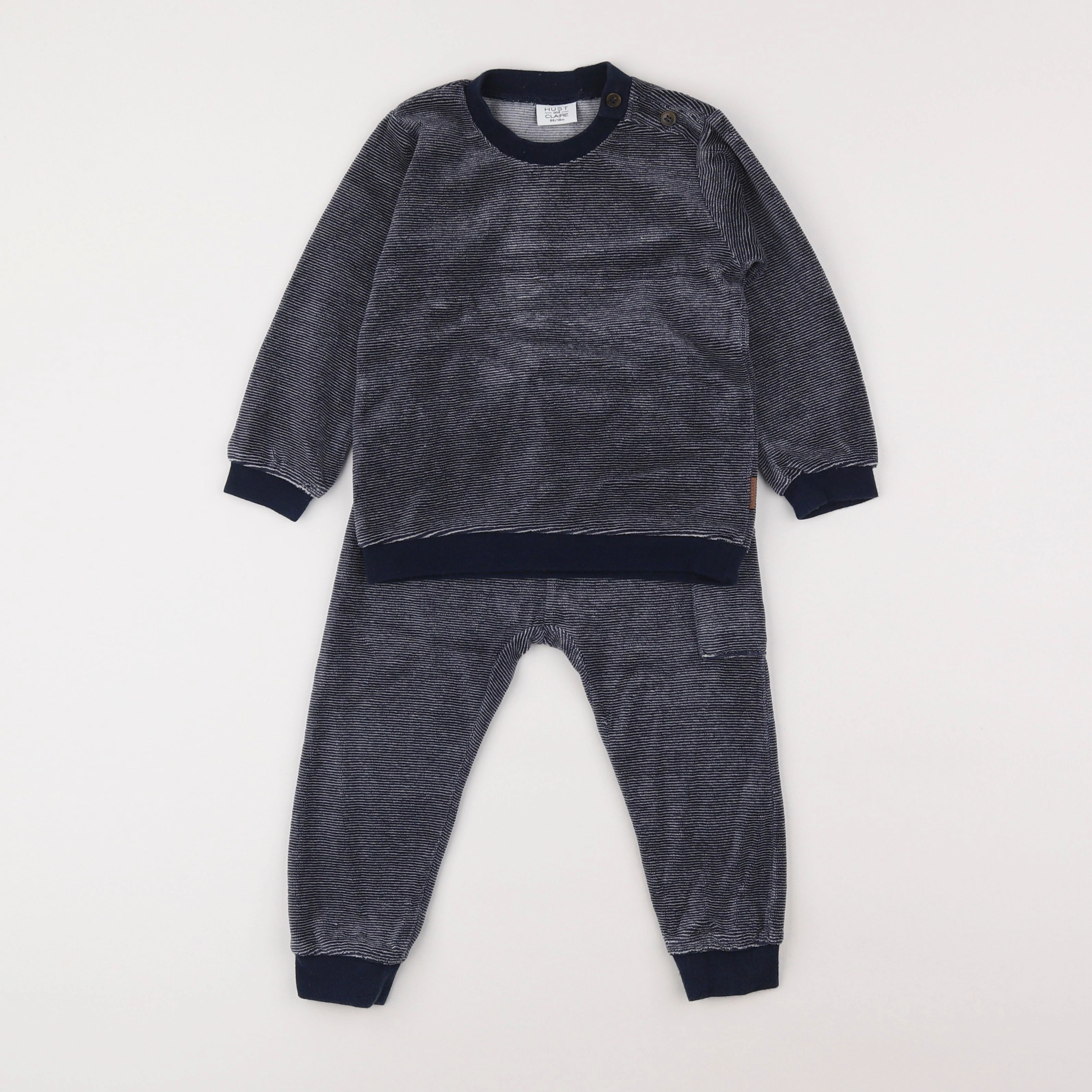 Hust & Claire - pyjama velours bleu - 18 mois