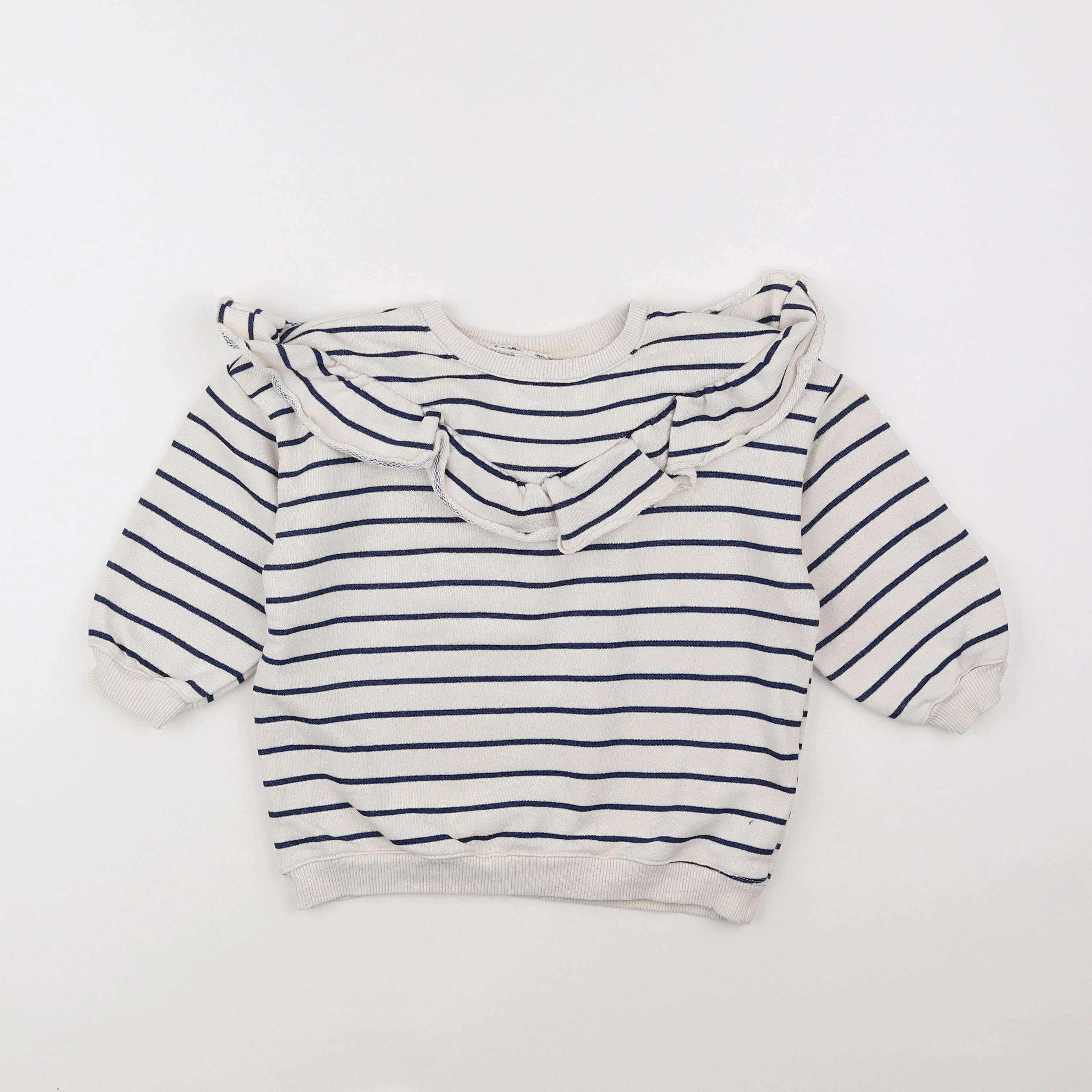 Zara - sweat bleu, blanc - 4/5 ans