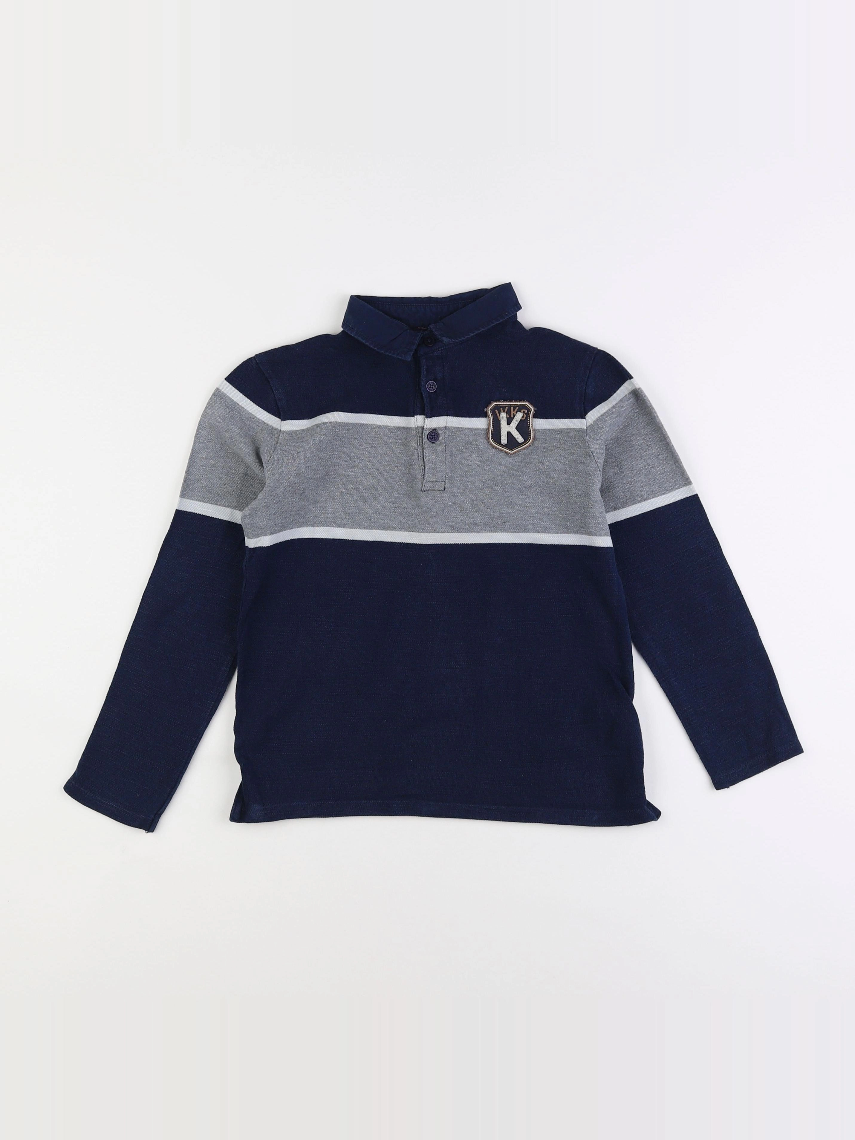 IKKS - polo bleu, gris - 8 ans