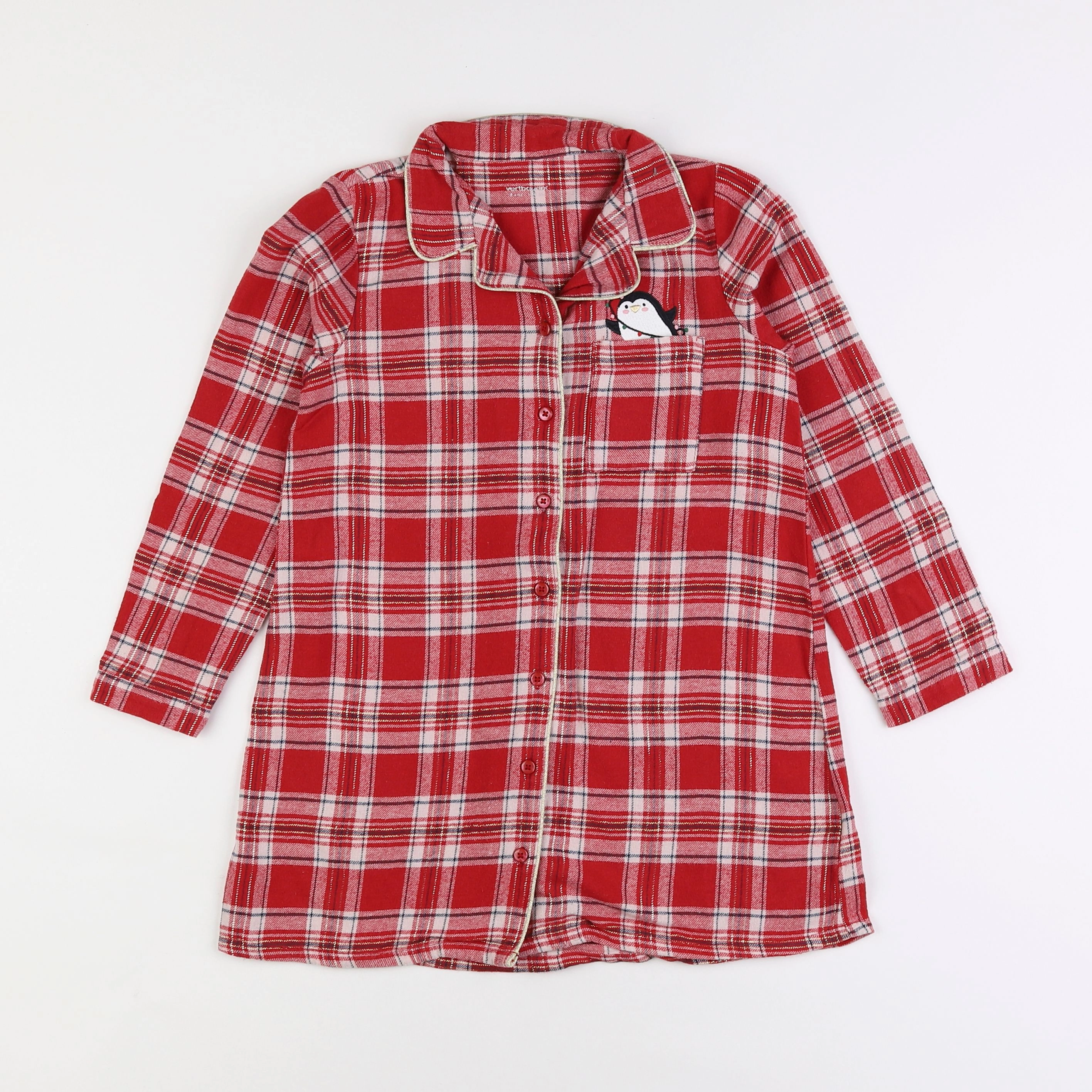 Vertbaudet - chemise de nuit coton rouge - 8 ans