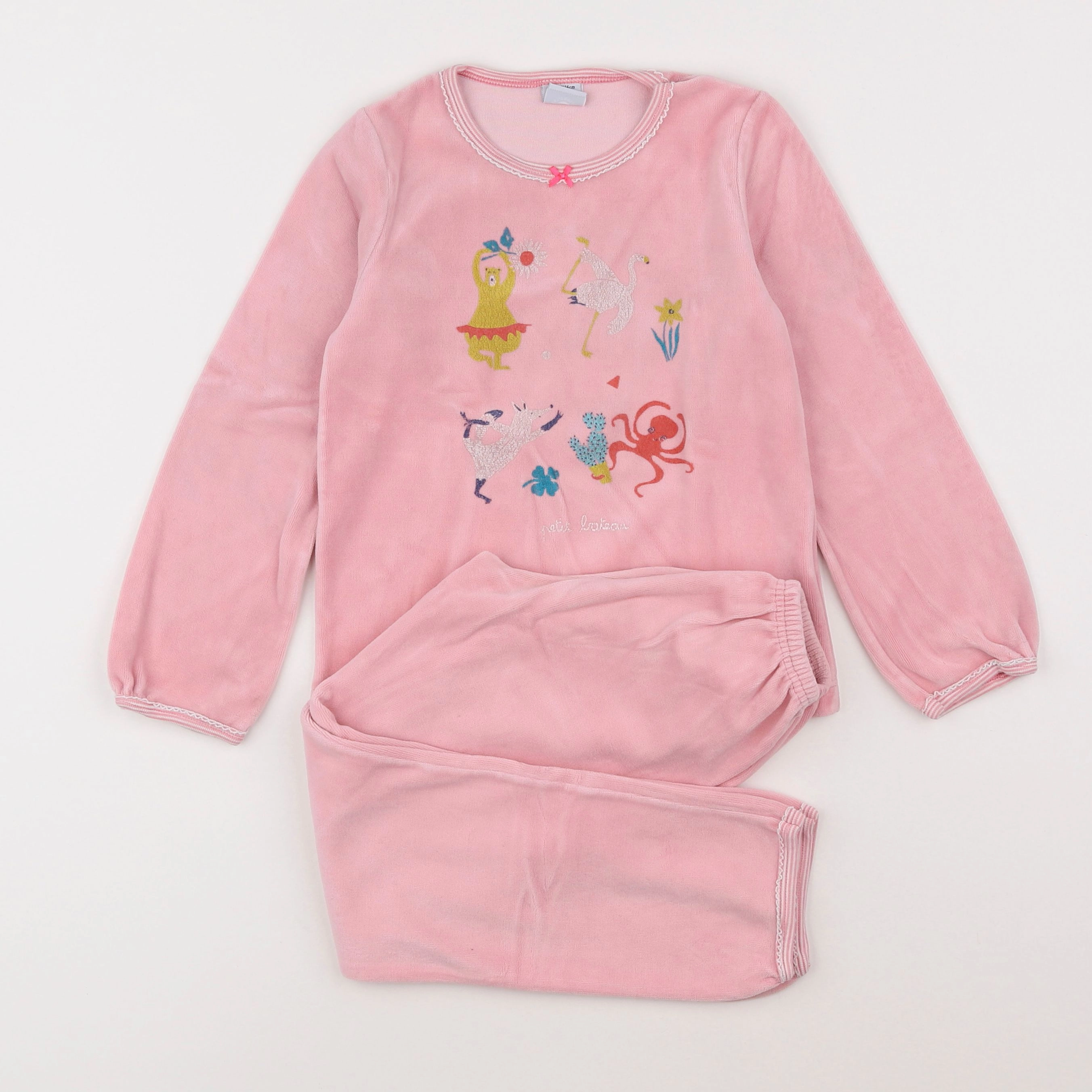 Petit Bateau - pyjama velours rose - 6 ans