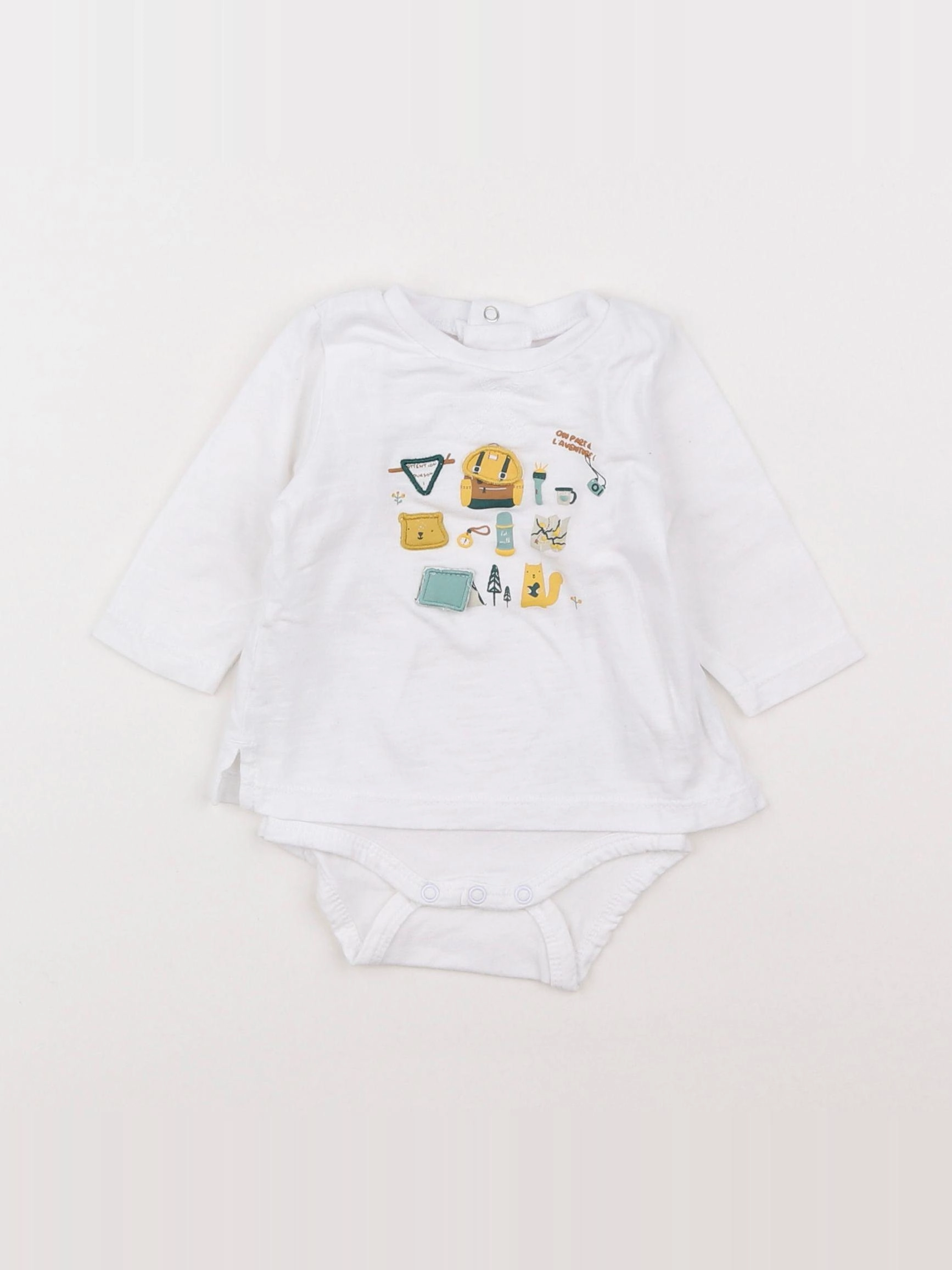 Vertbaudet - body tee-shirt blanc - 1 mois