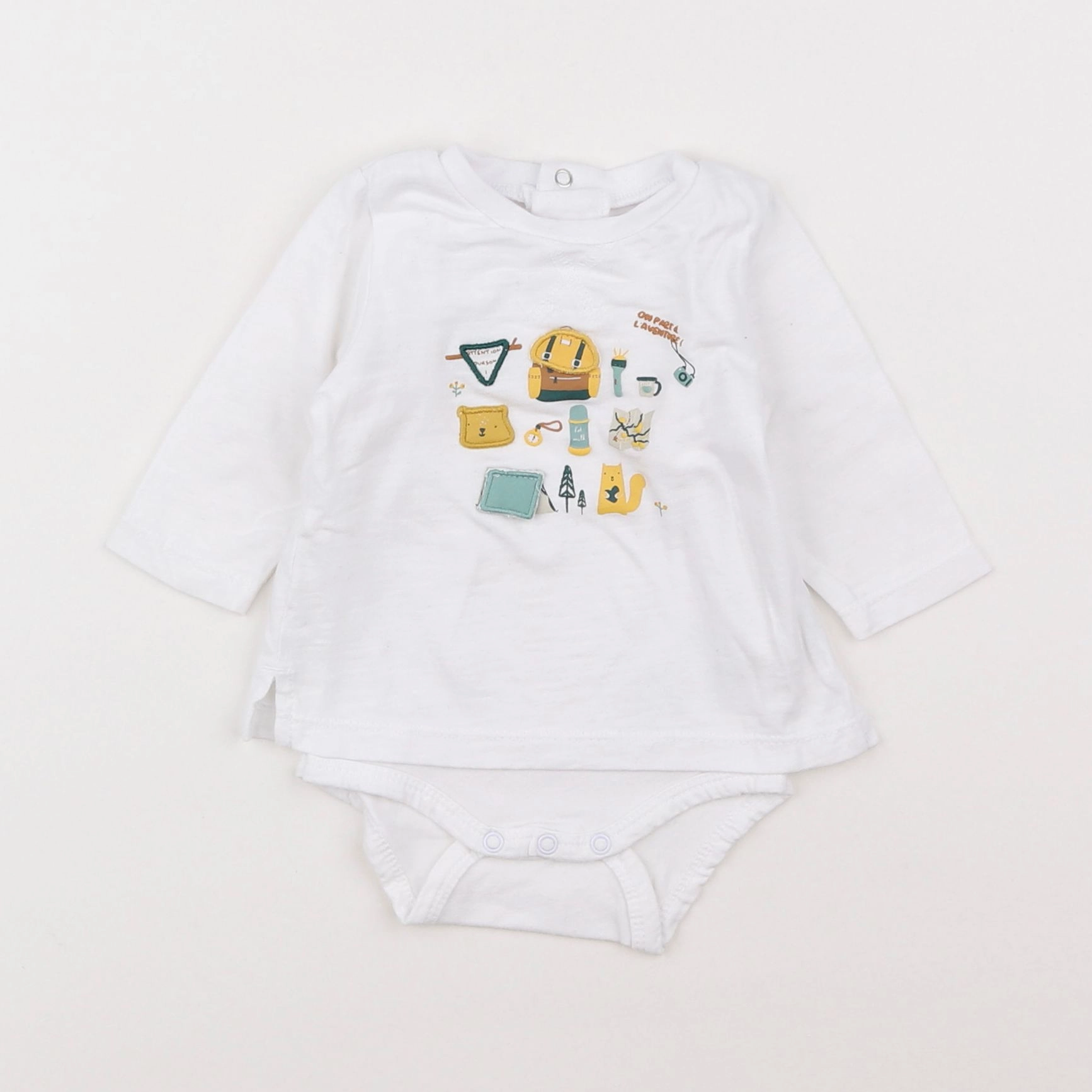Vertbaudet - body tee-shirt blanc - 1 mois