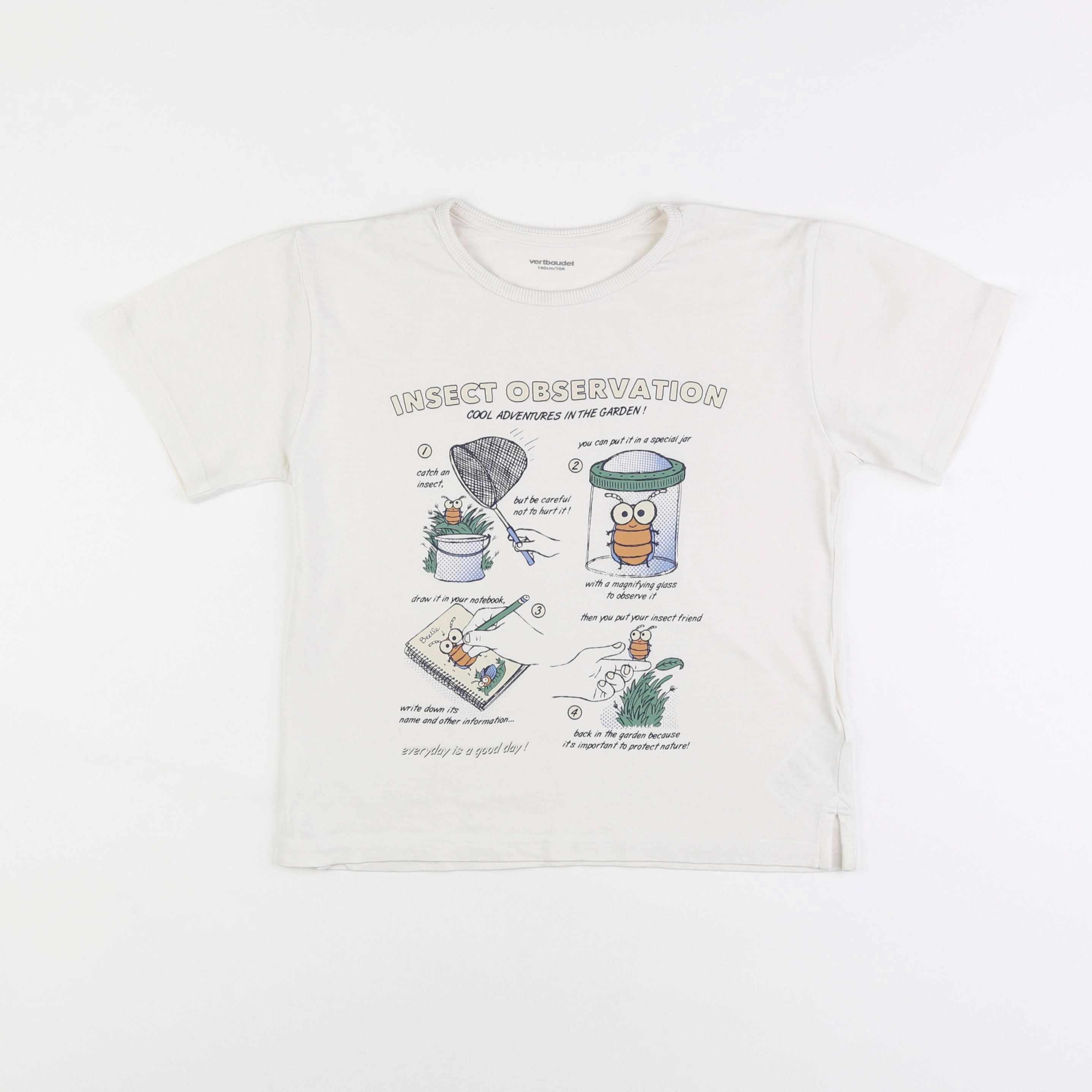 Vertbaudet - tee-shirt beige - 10 ans