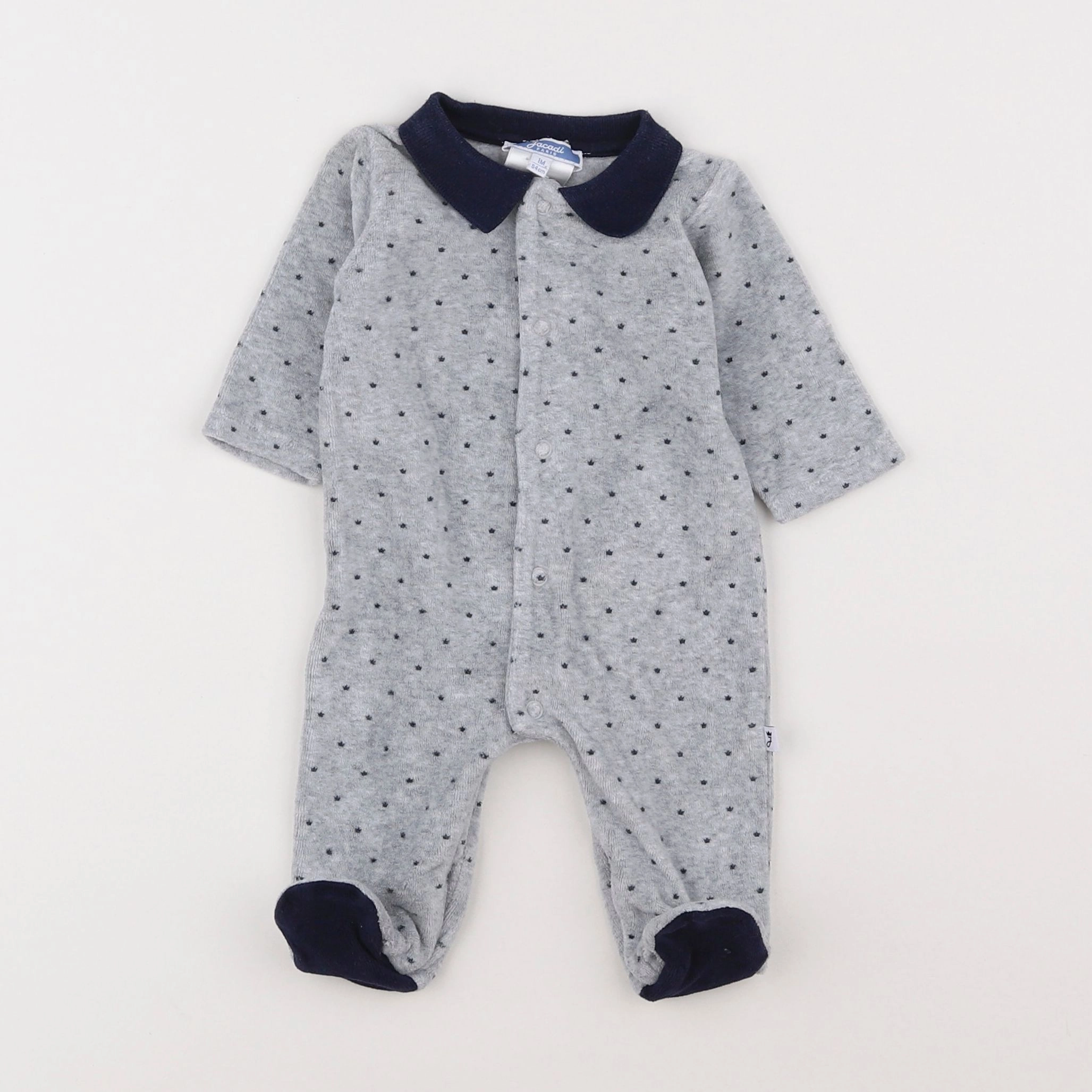 Jacadi - pyjama velours gris - 1 mois