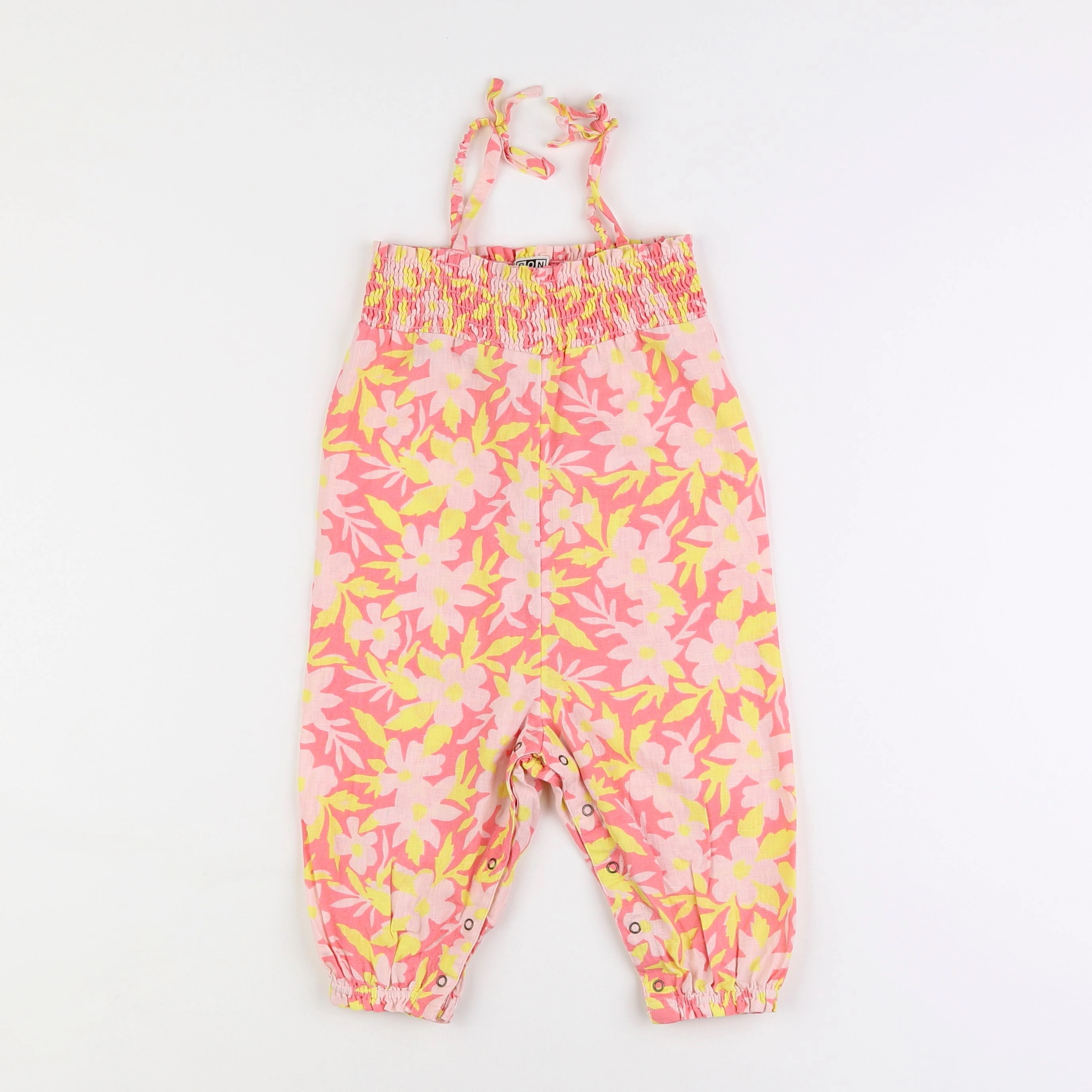 Bonton - combinaison jaune, rose - 18 mois