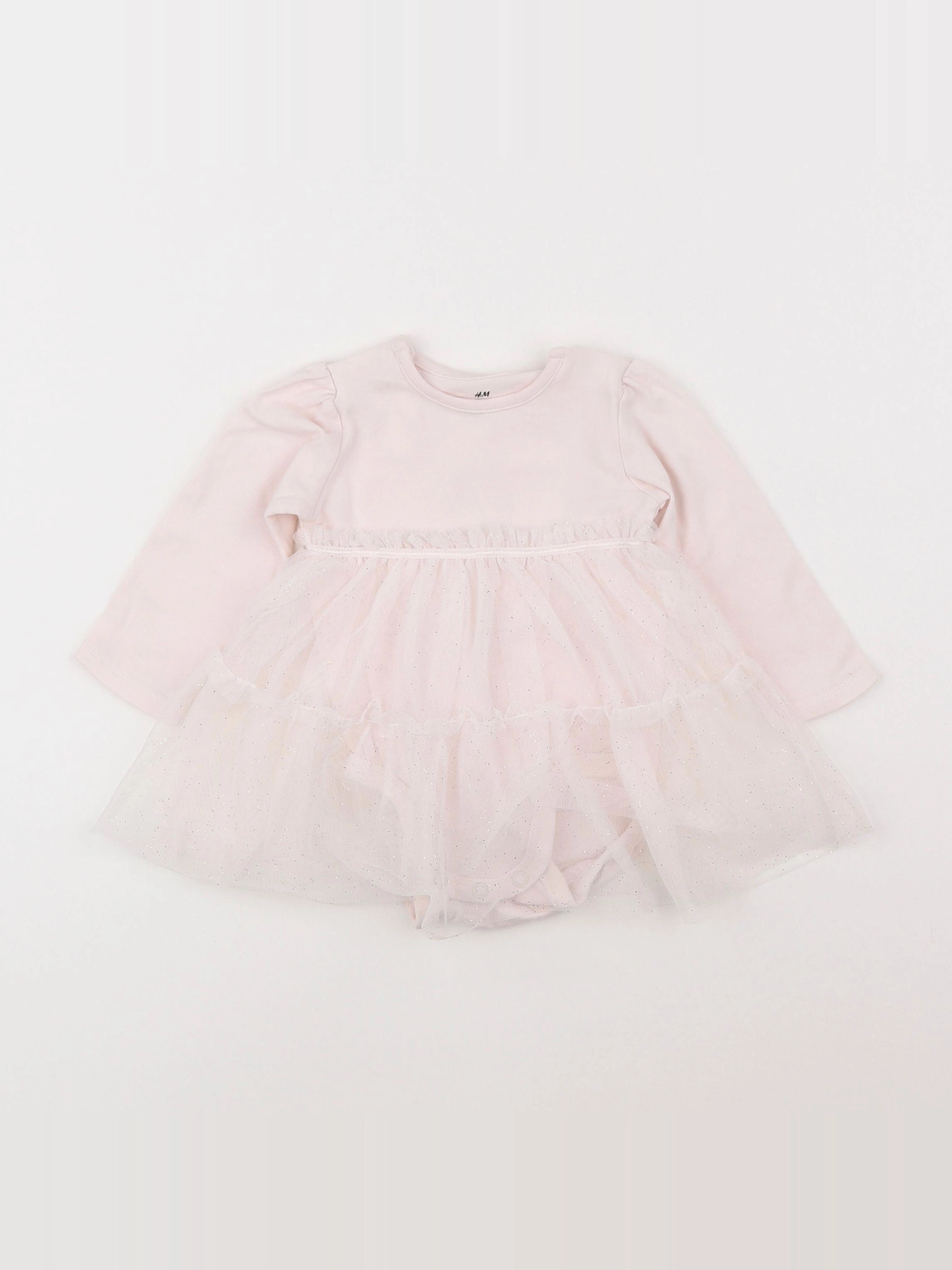 H&M - robe blanc, or - 4/6 mois