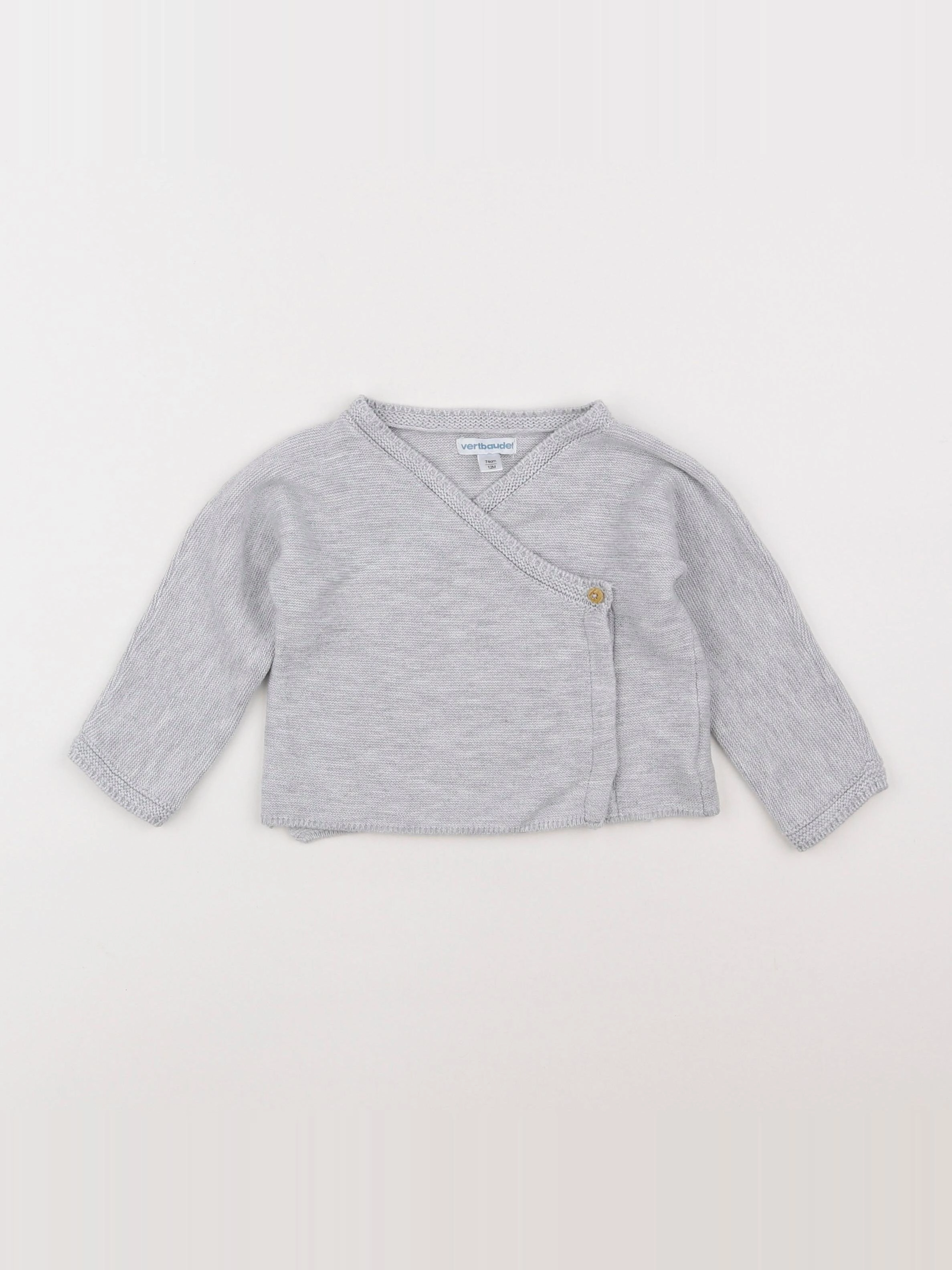 Vertbaudet - gilet gris - 12 mois