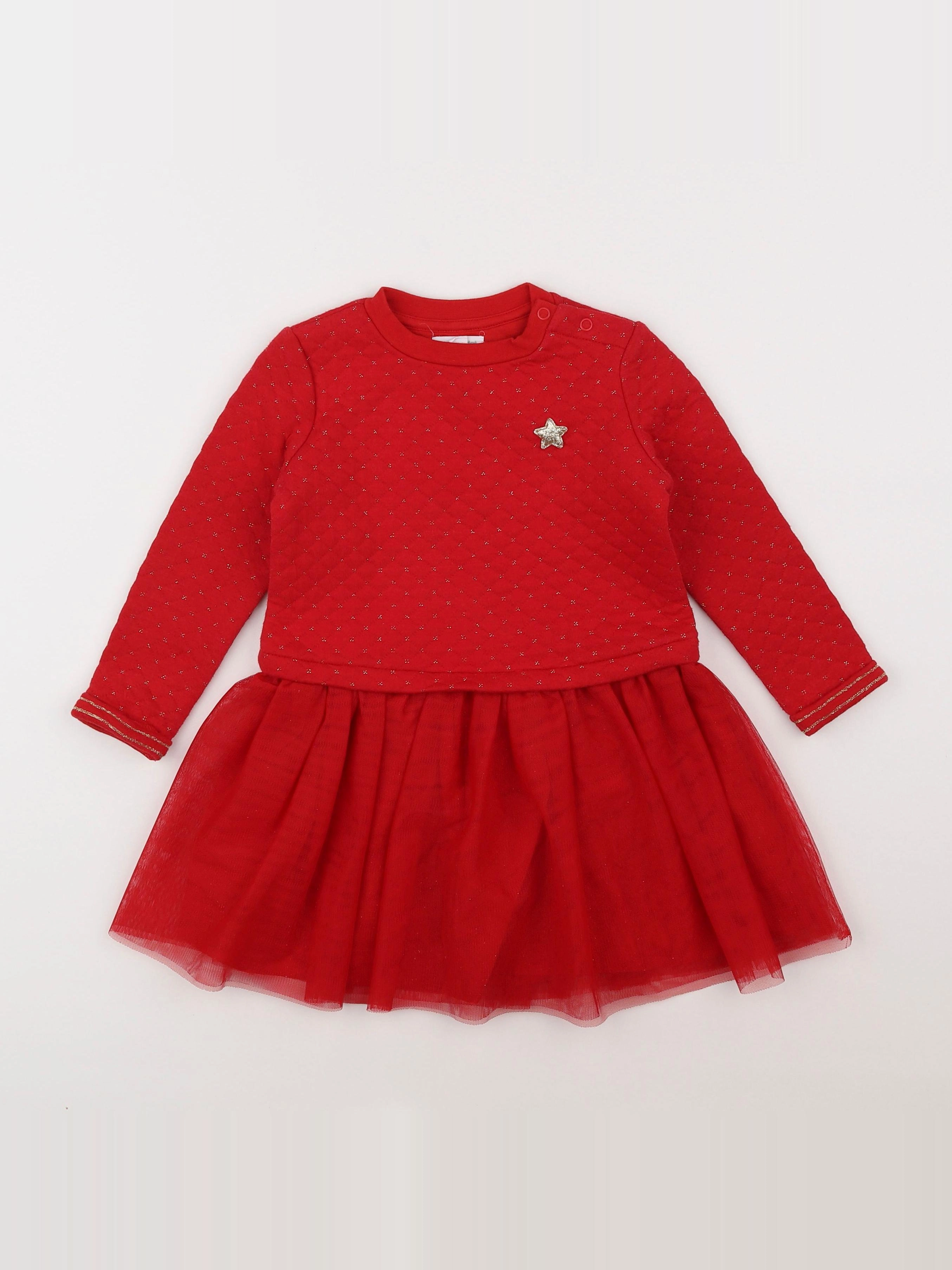 Vertbaudet - robe rouge, or - 3 ans