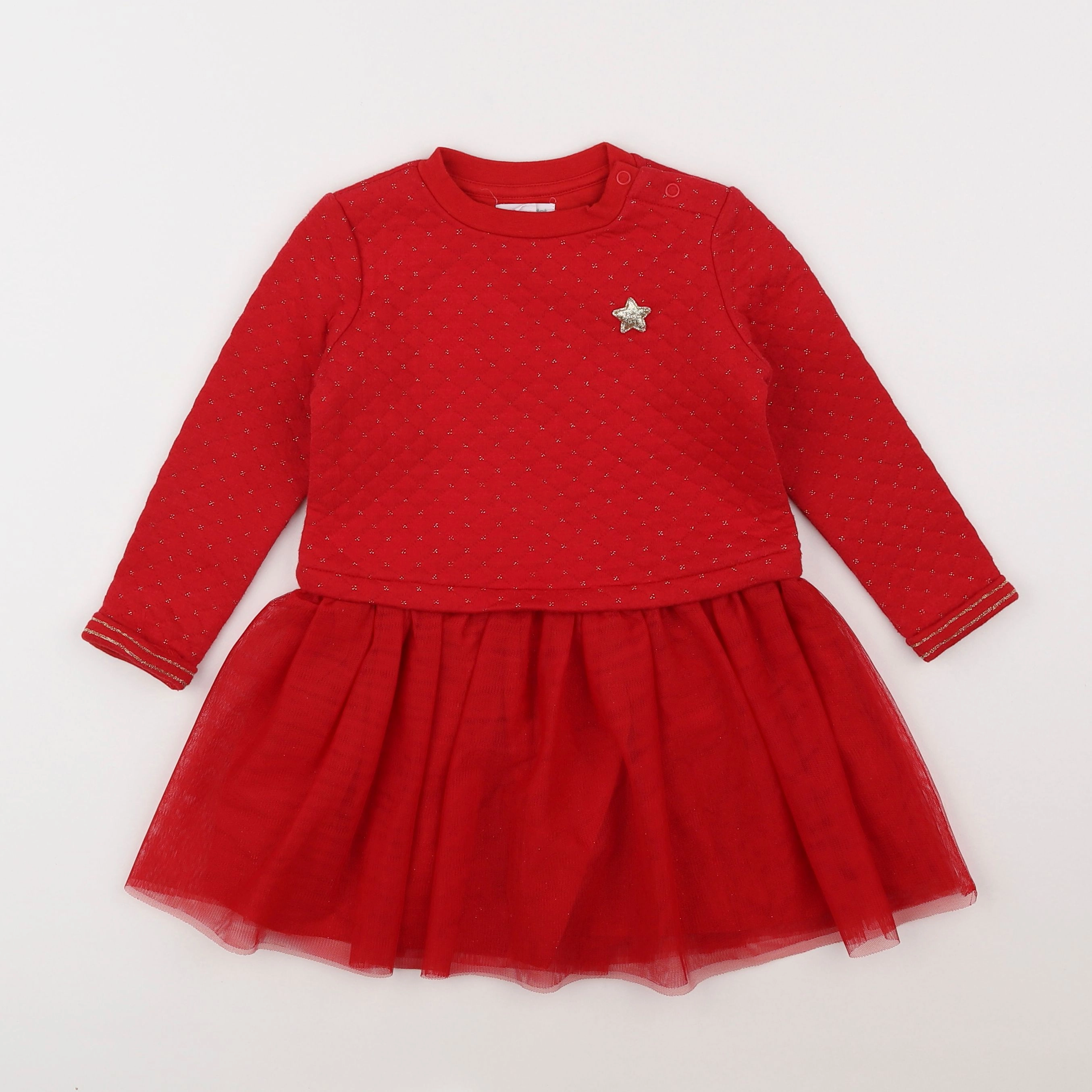 Vertbaudet - robe rouge, or - 3 ans