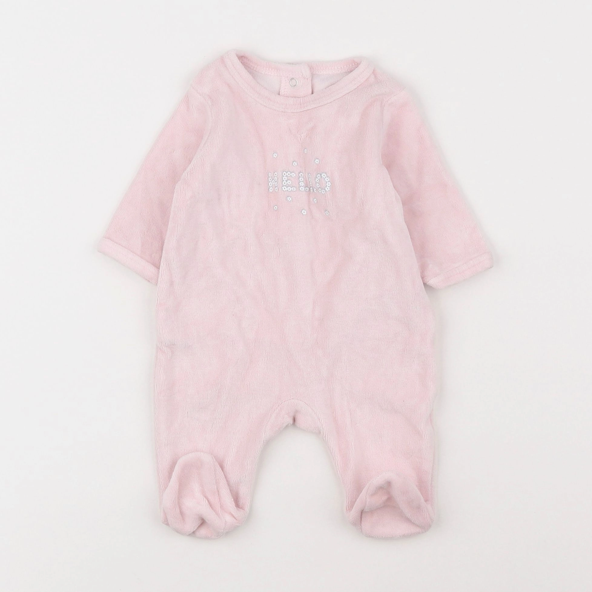 Vertbaudet - pyjama velours rose - 1 mois