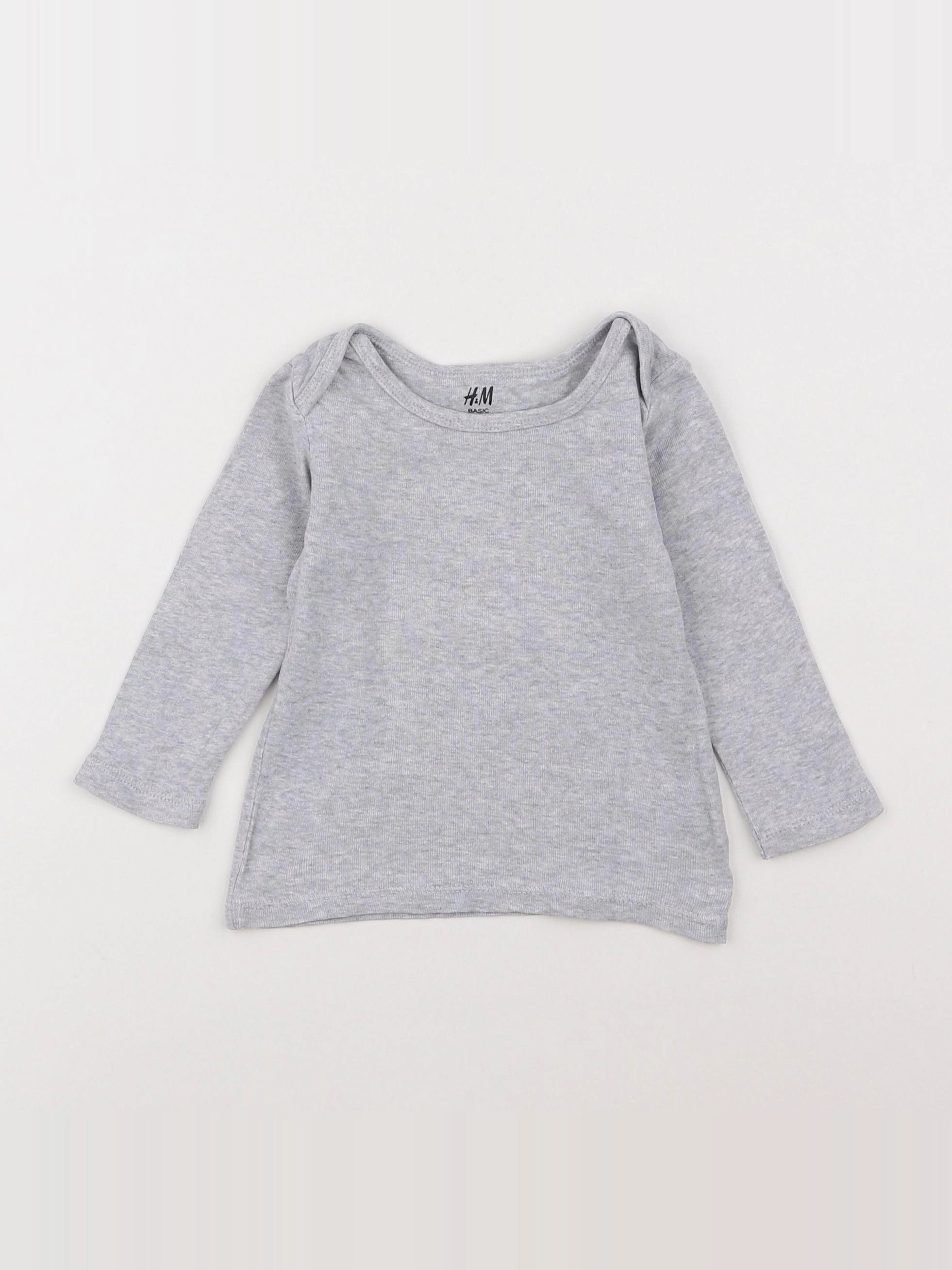 H&M - tee-shirt gris - 3/6 mois