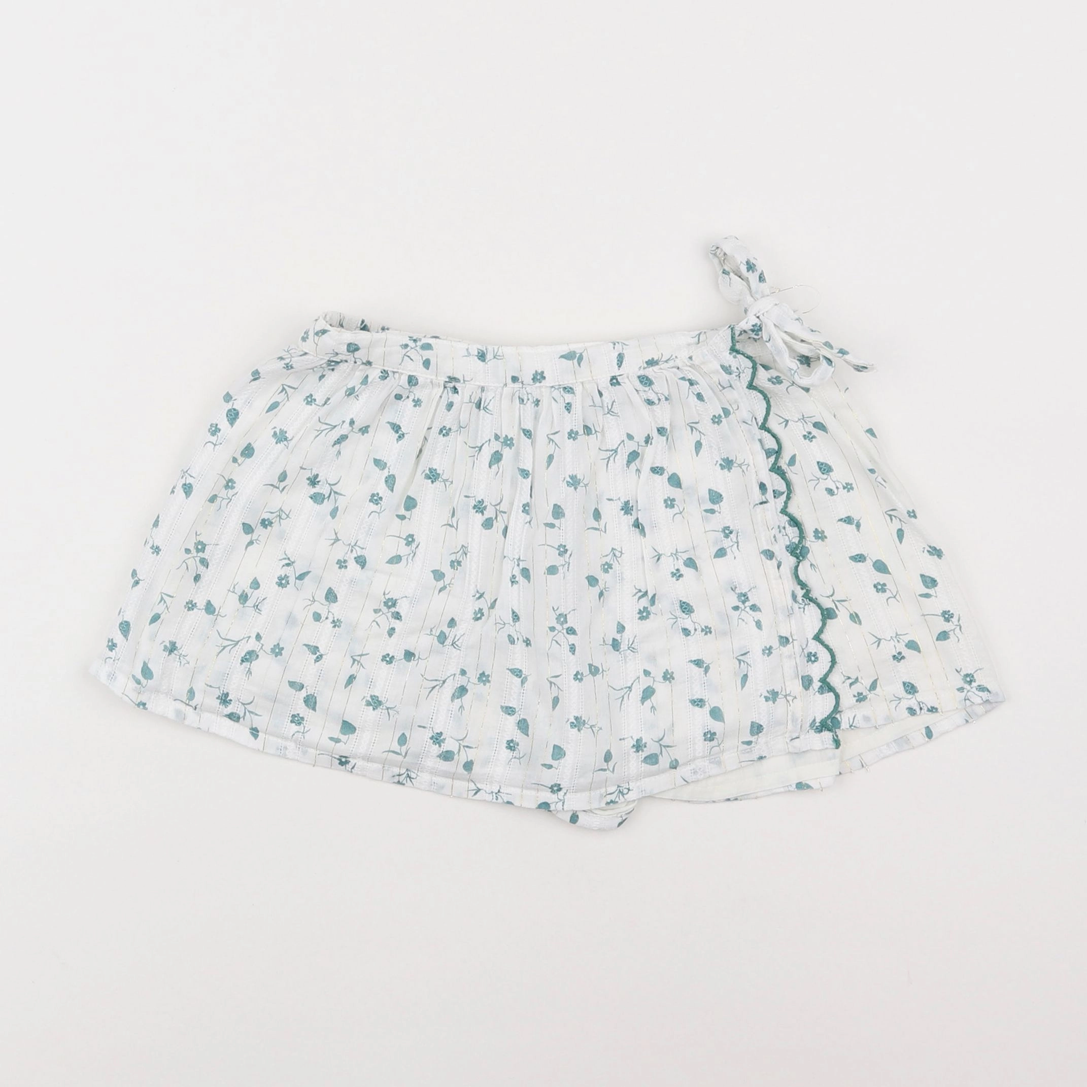 Cyrillus - jupe short blanc, vert - 4 ans