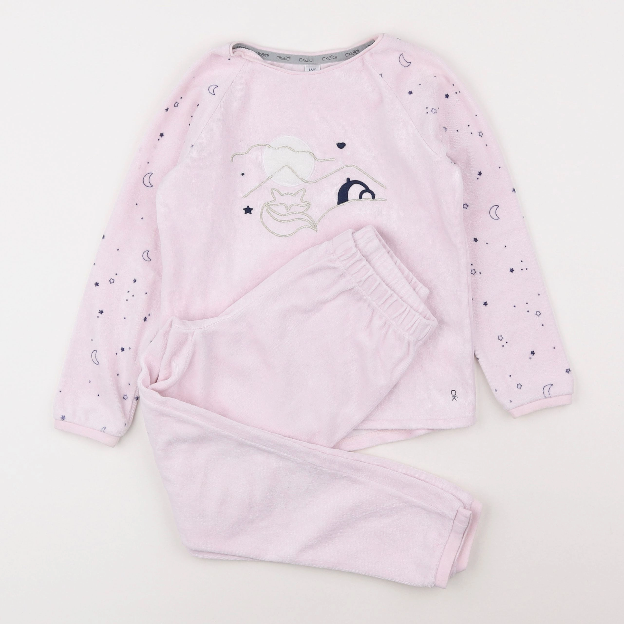 Okaidi - pyjama velours rose - 6 ans