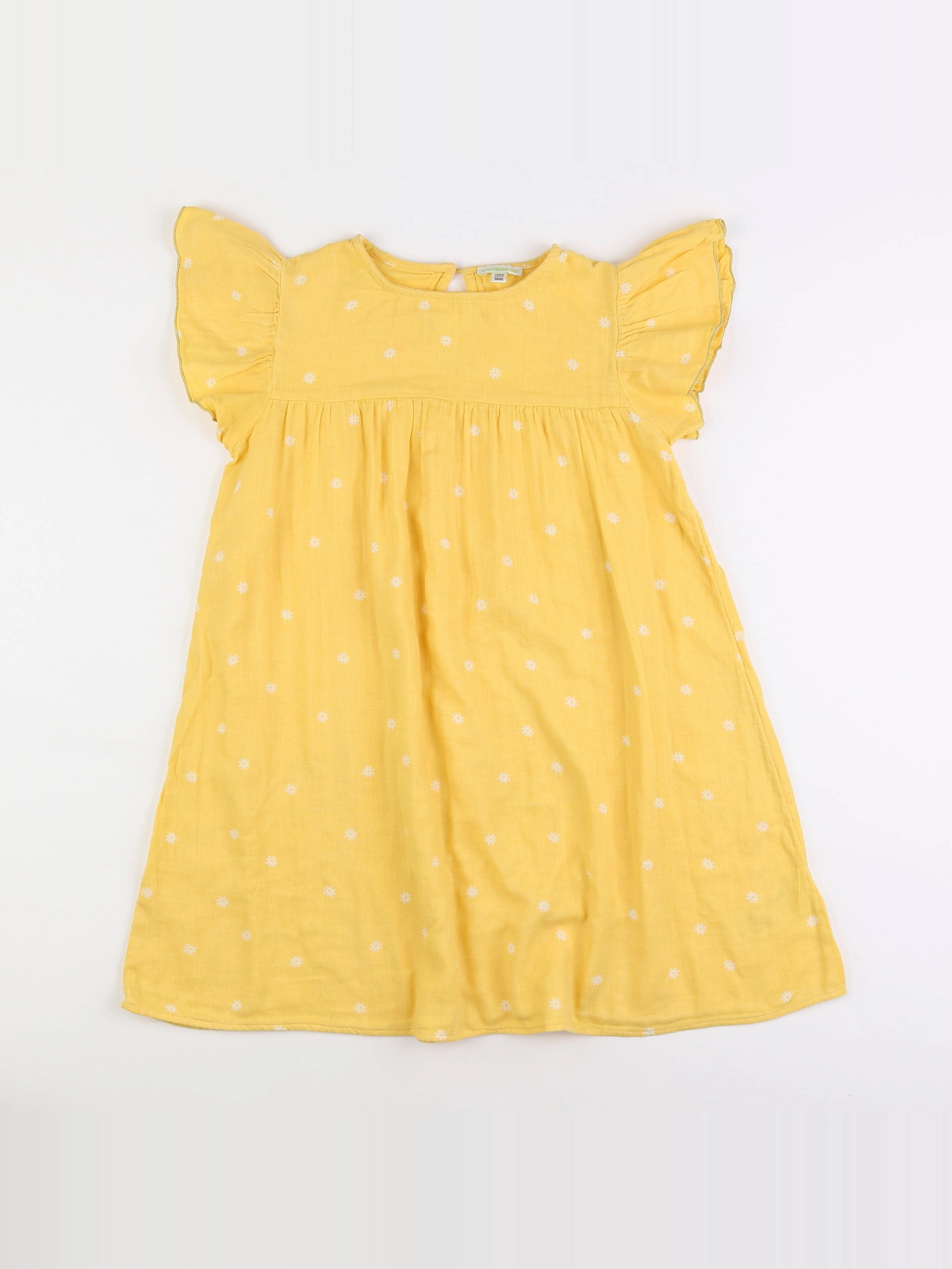 Vertbaudet - robe jaune, blanc - 9 ans