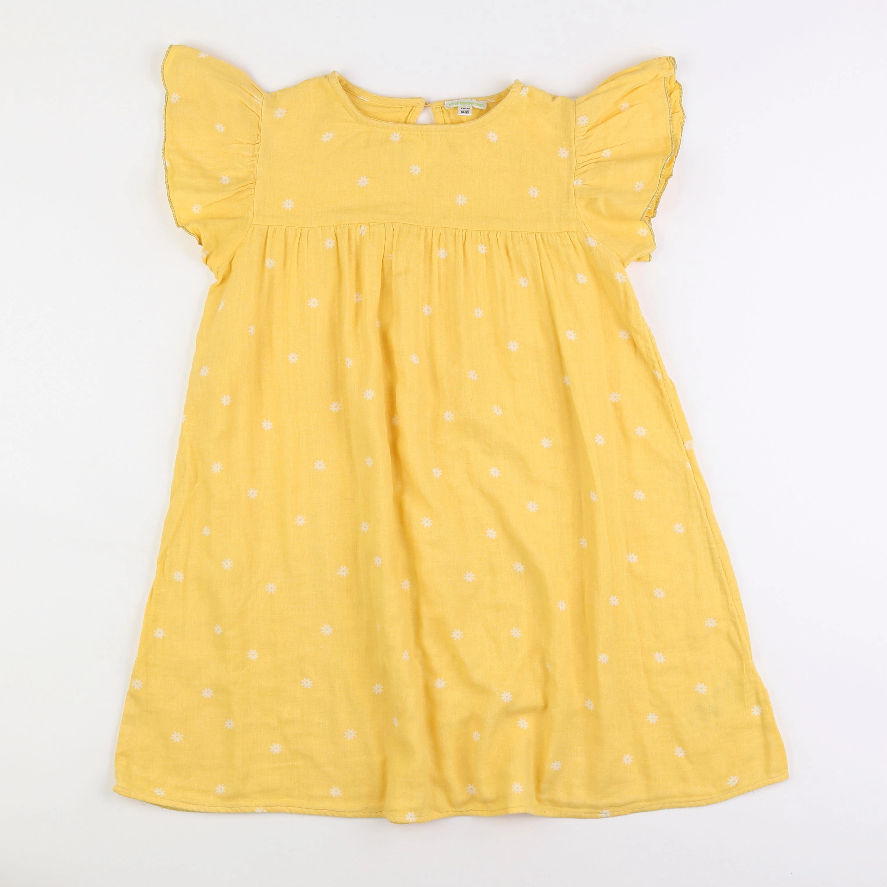 Vertbaudet - robe jaune, blanc - 9 ans