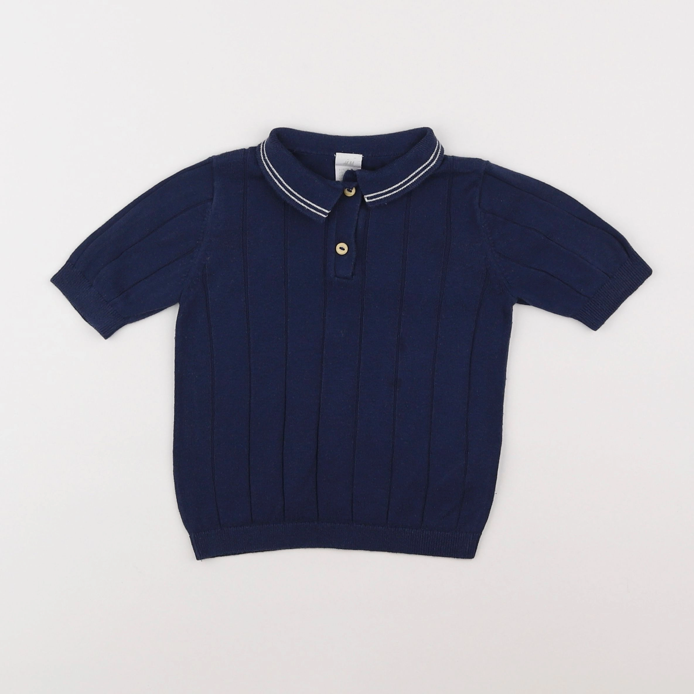 H&M - polo bleu - 2/3 ans