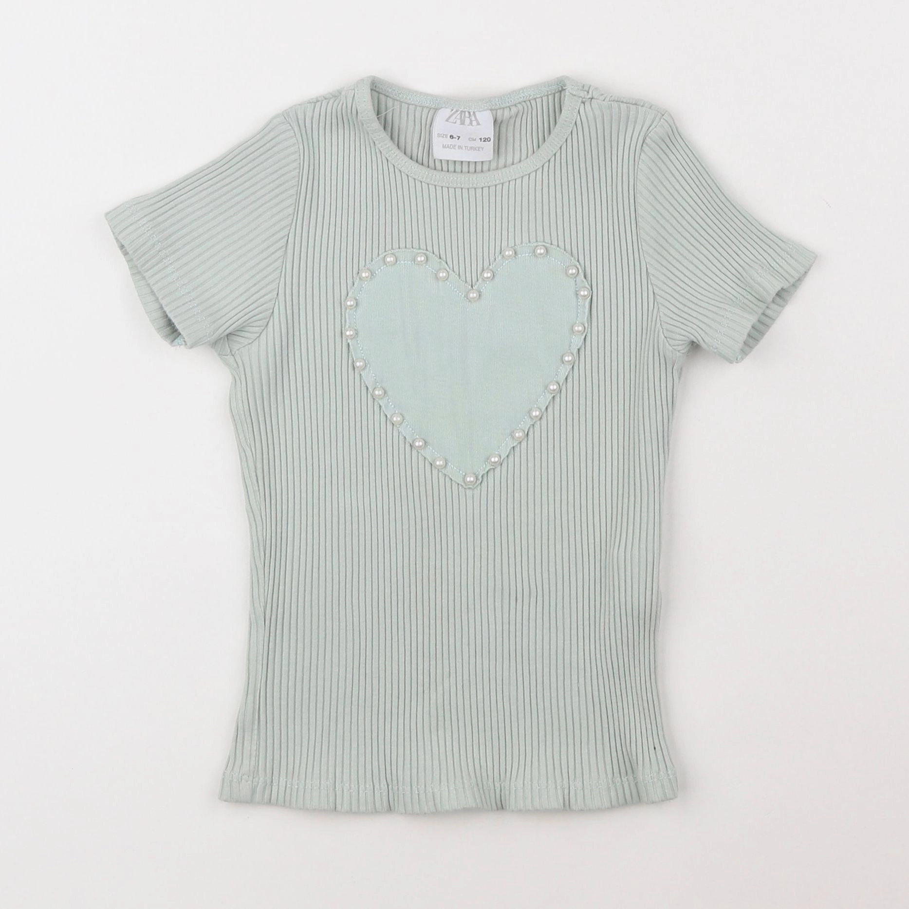 Zara - tee-shirt vert - 6/7 ans