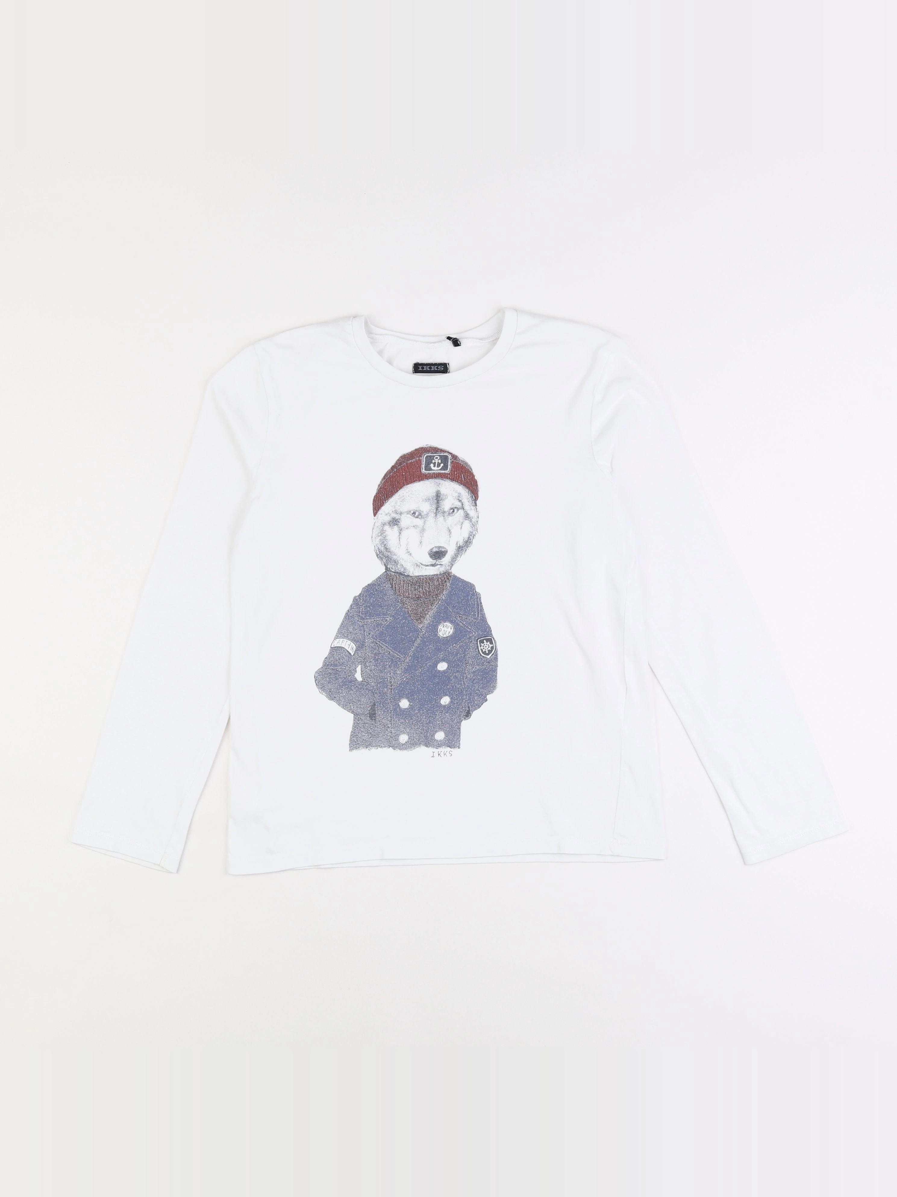 IKKS - tee-shirt blanc, bleu - 10 ans
