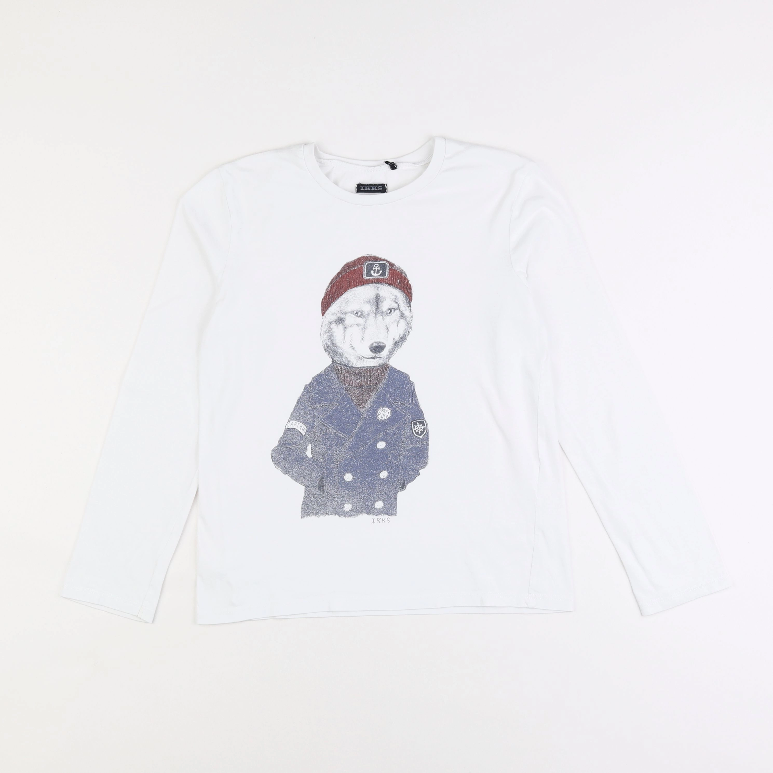 IKKS - tee-shirt blanc, bleu - 10 ans