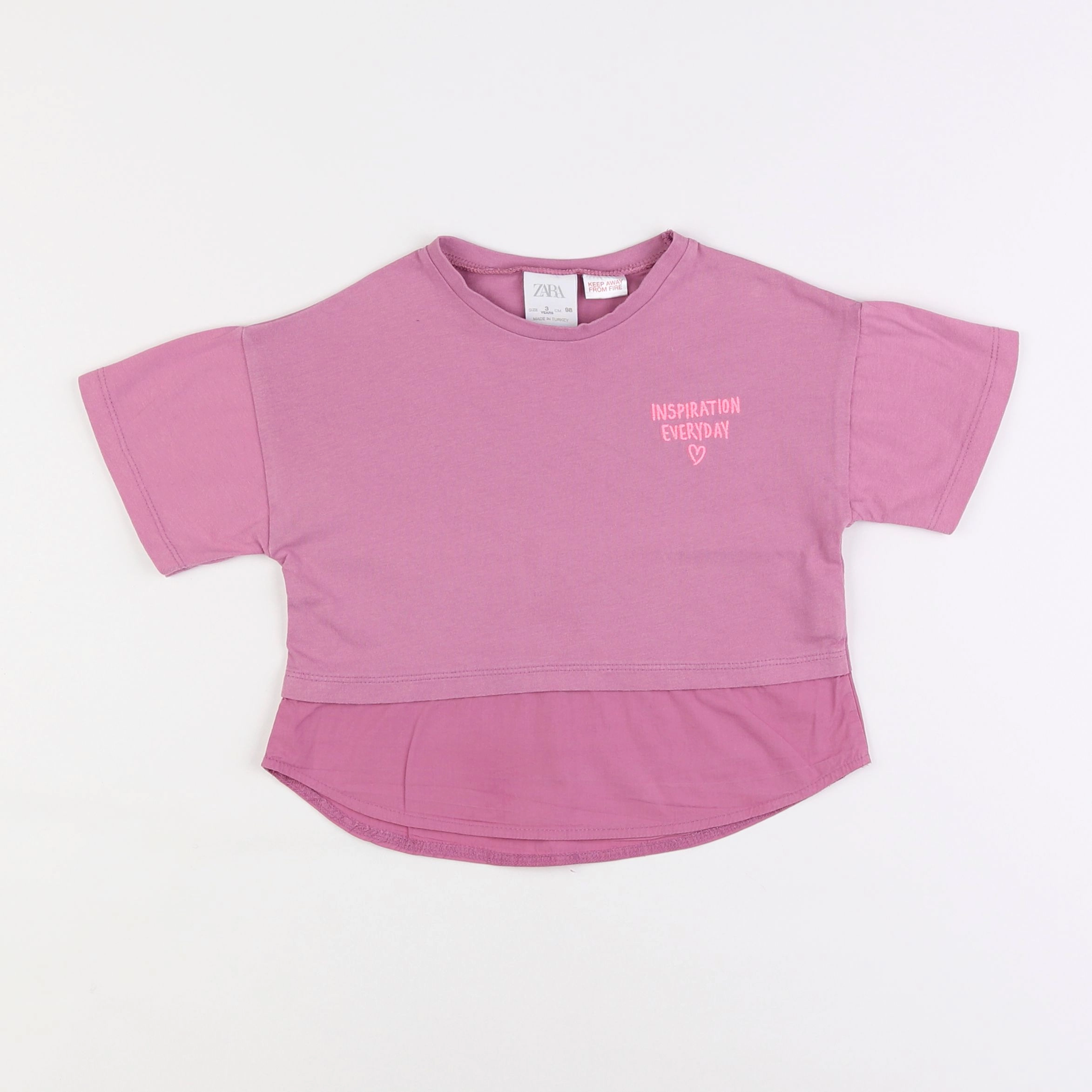 Zara - tee-shirt rose - 3 ans