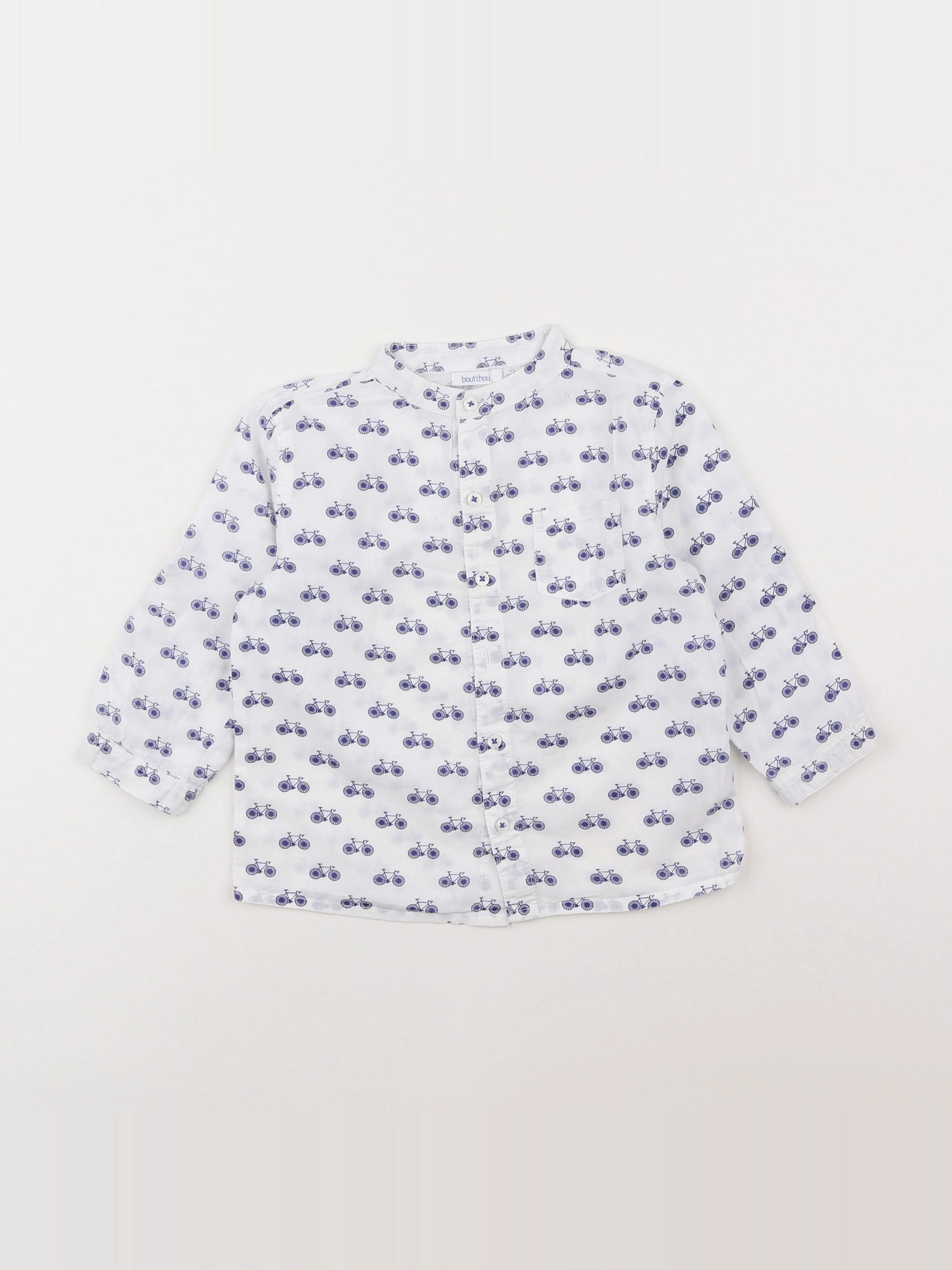 Boutchou - chemise blanc, bleu - 18 mois