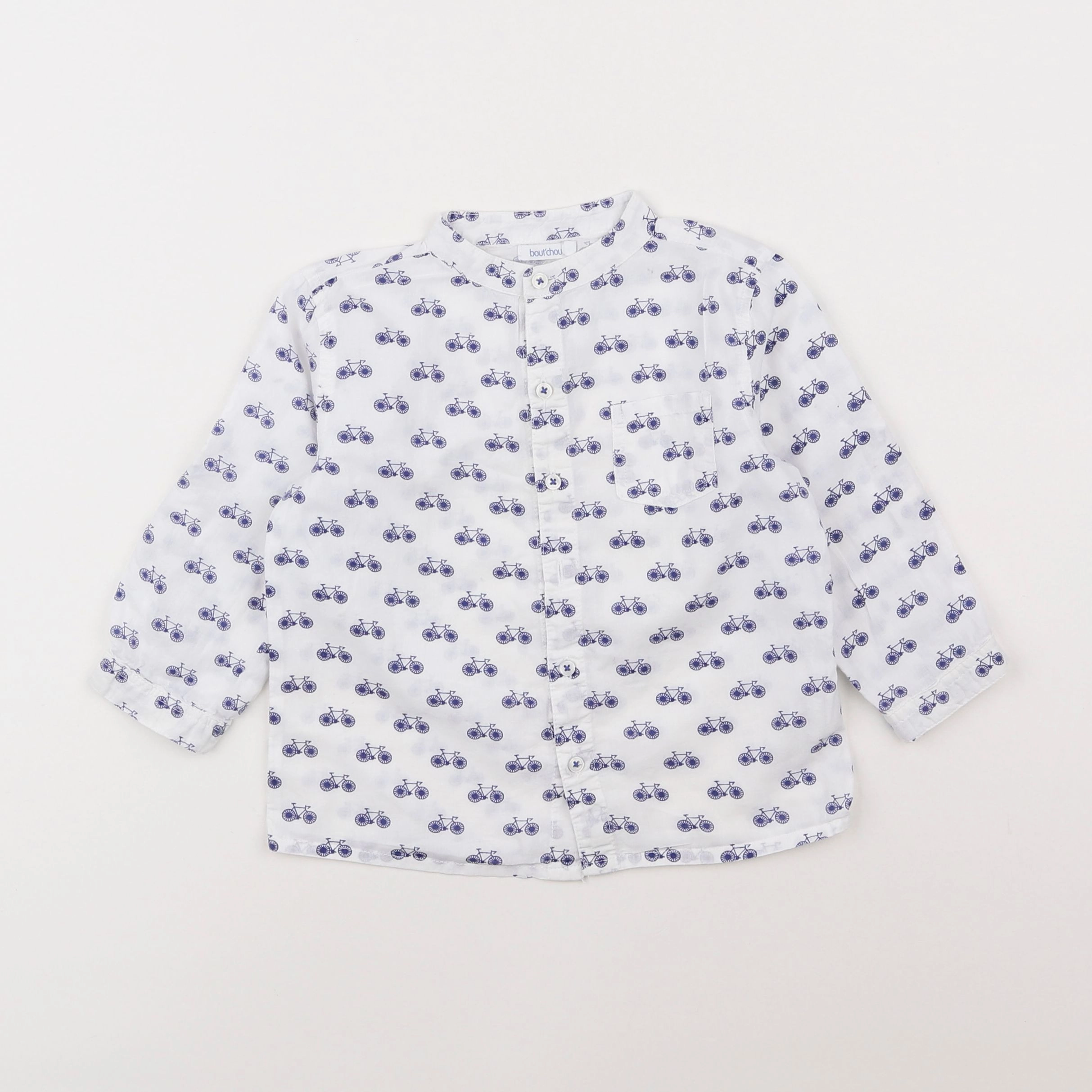 Boutchou - chemise blanc, bleu - 18 mois