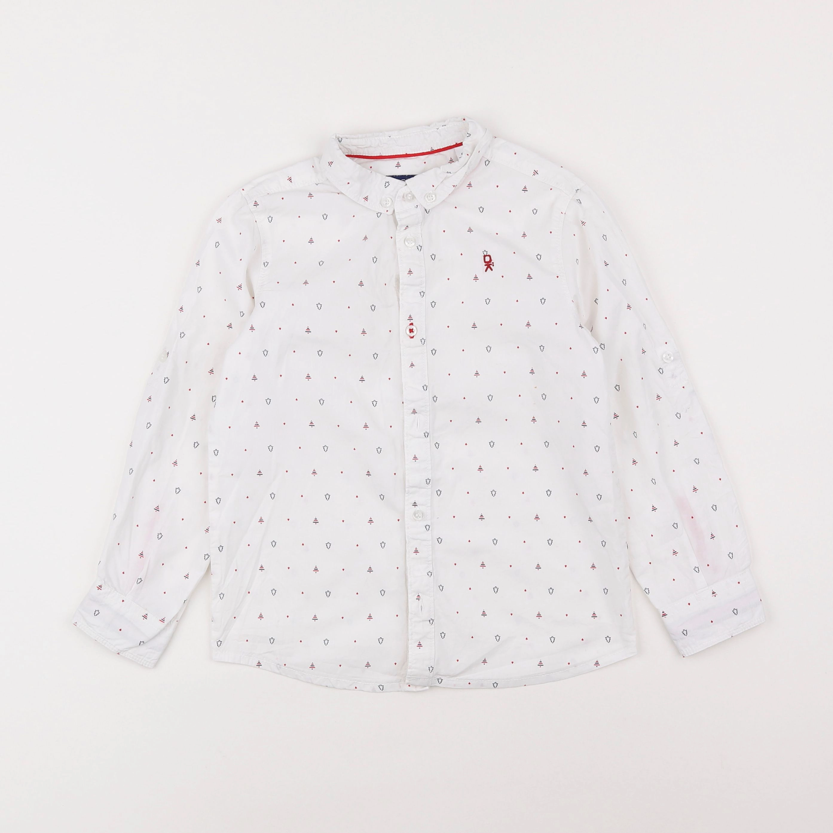 Okaidi - chemise blanc, rouge - 6 ans