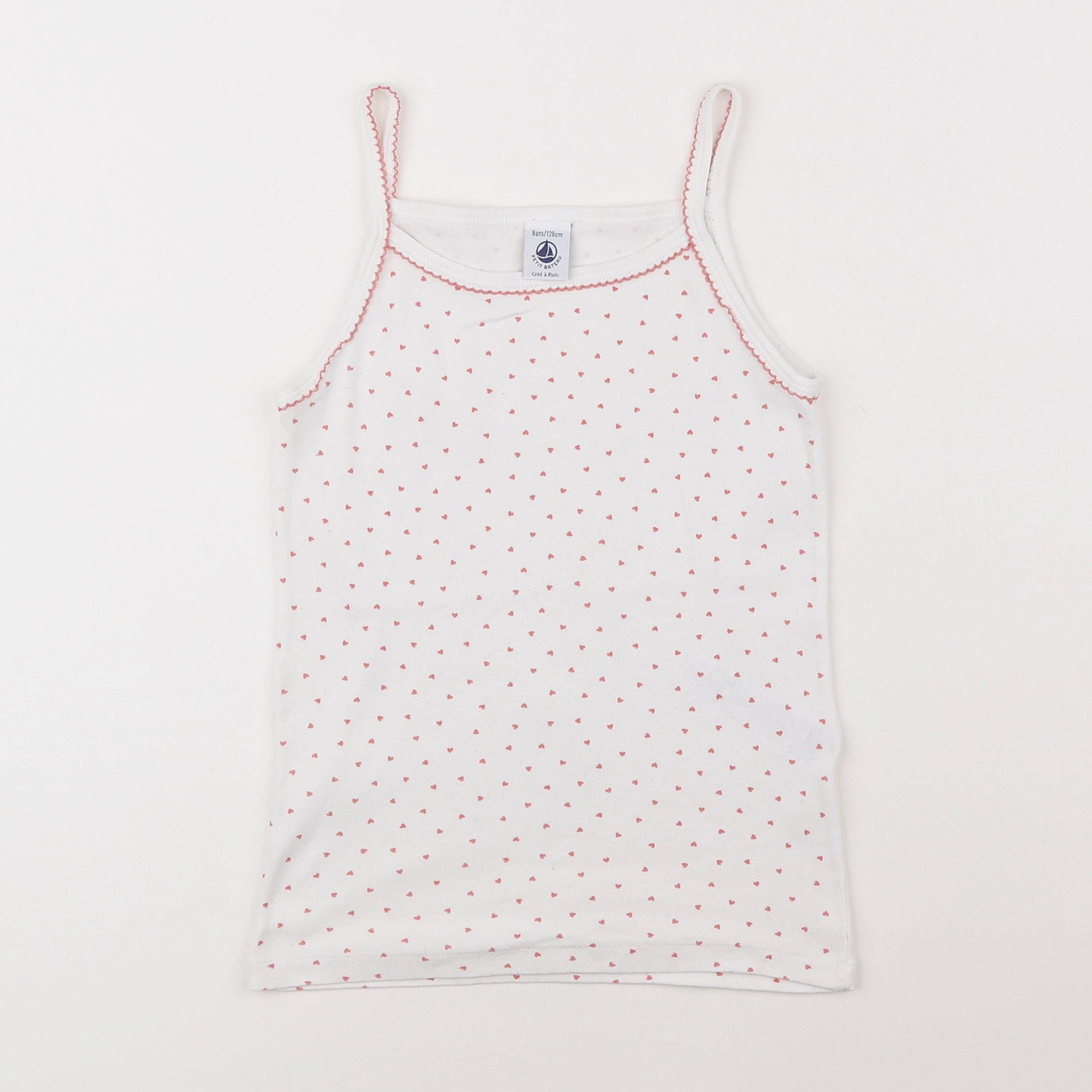 Petit Bateau - maillot de corps blanc, rose - 8 ans