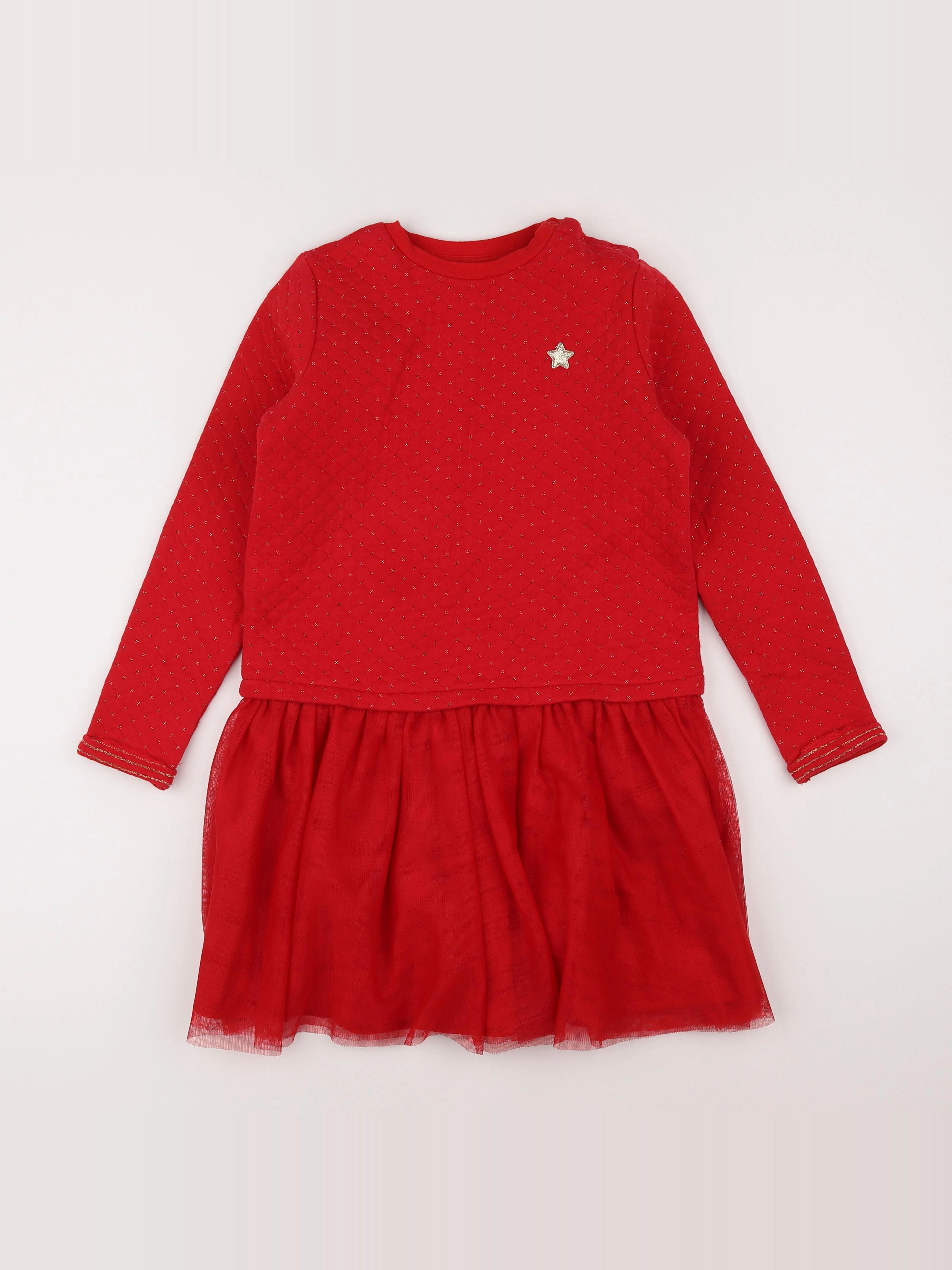 Vertbaudet - robe rouge, or - 10 ans