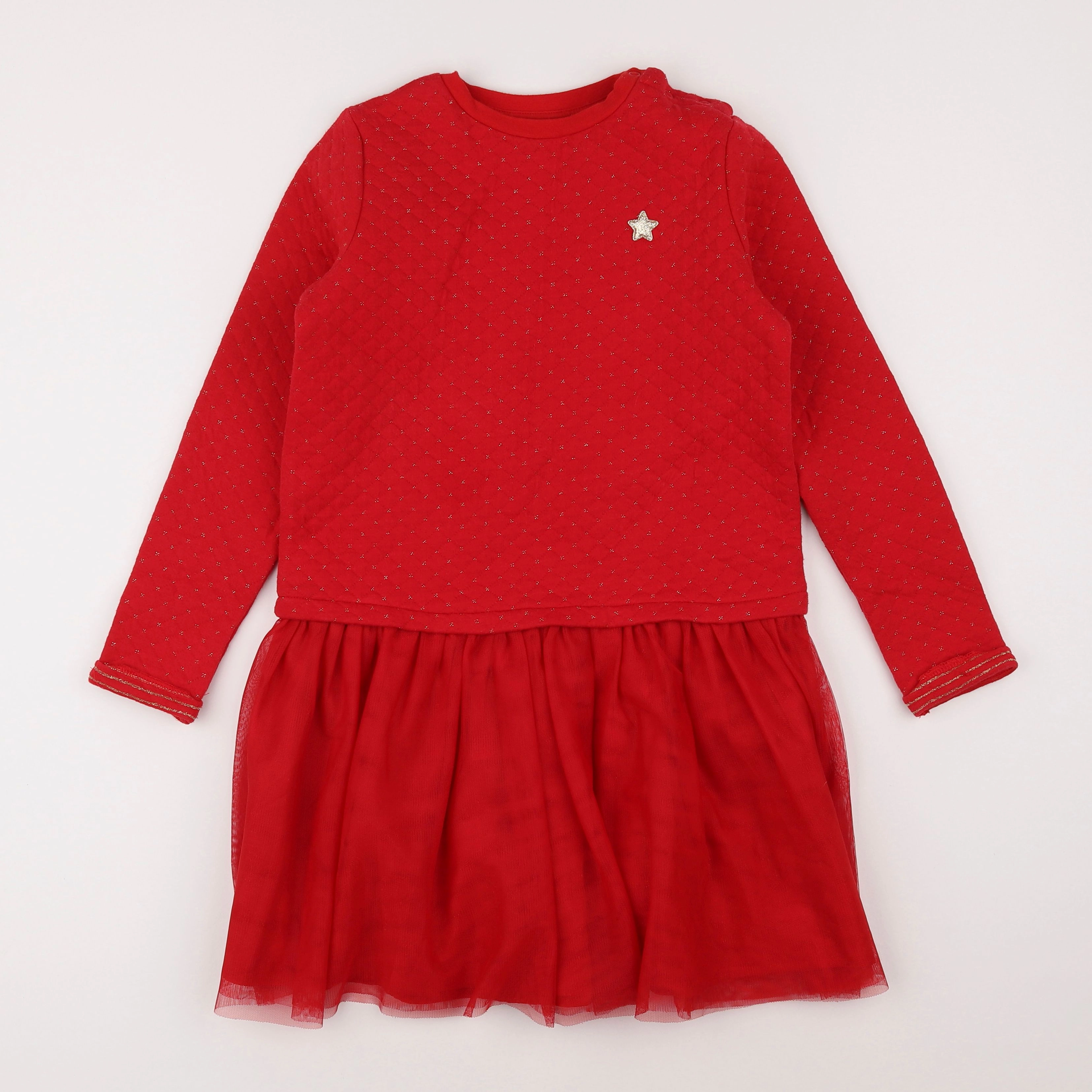 Vertbaudet - robe rouge, or - 10 ans