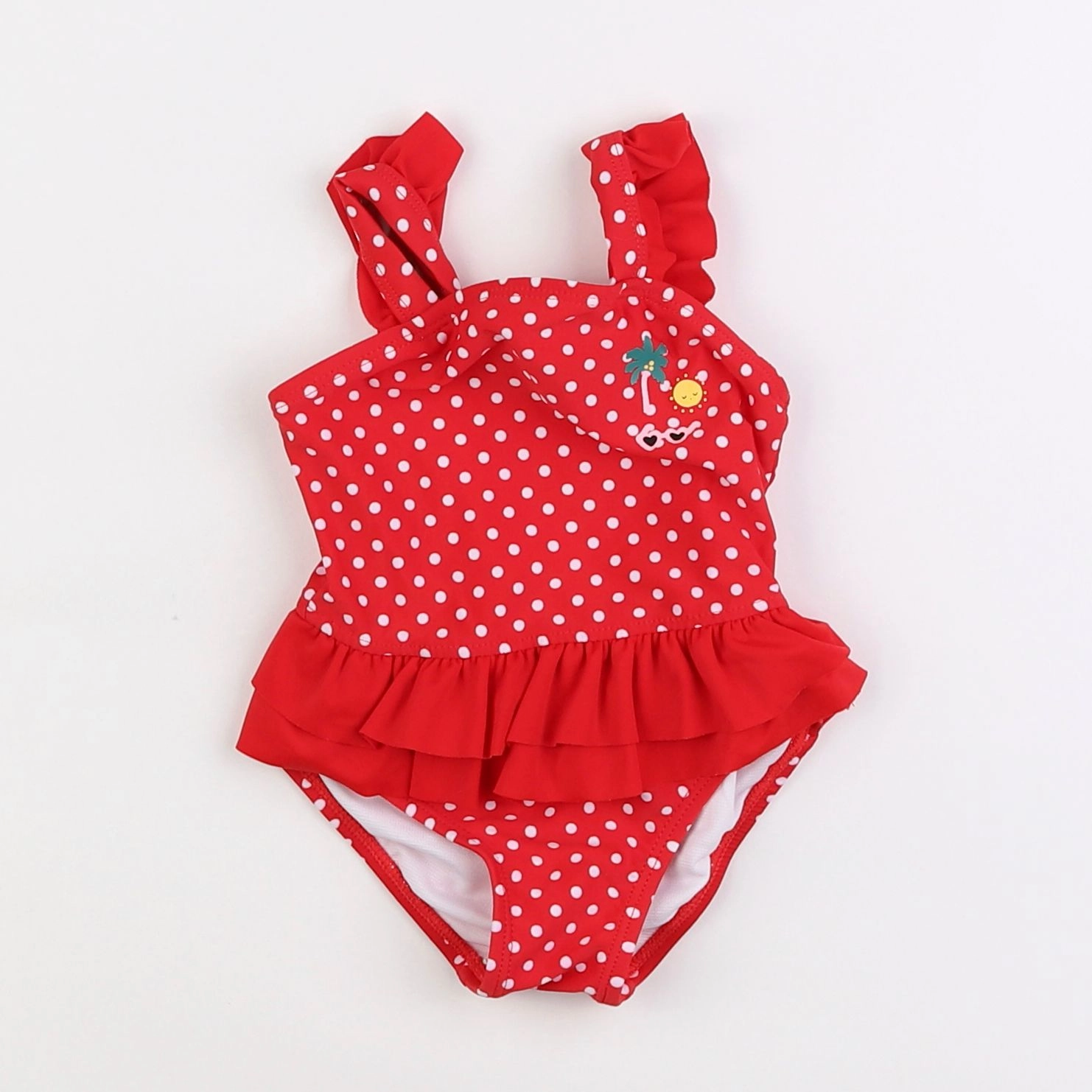 Vertbaudet - maillot de bain blanc, rouge - 9 mois