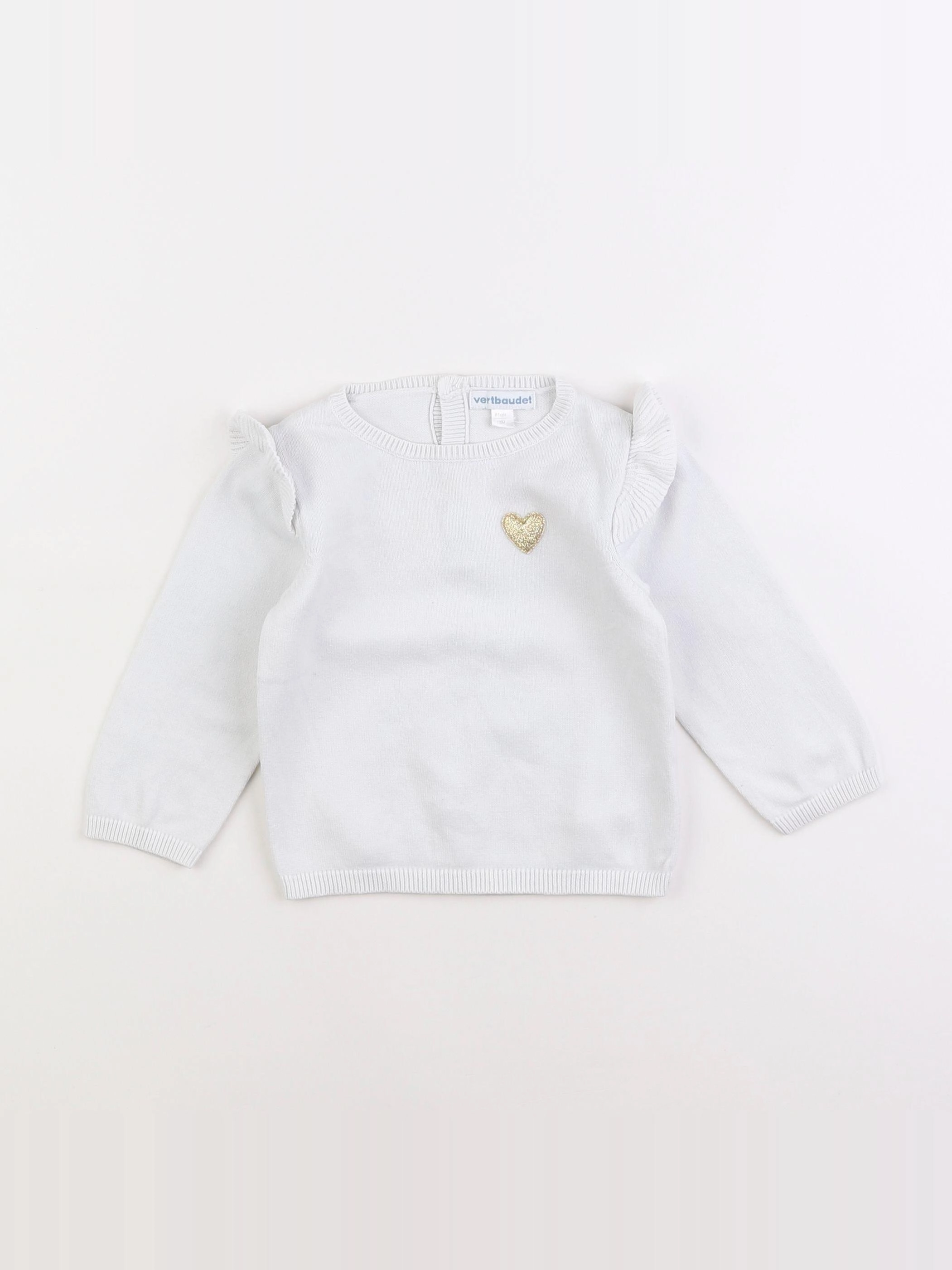 Vertbaudet - pull blanc - 18 mois