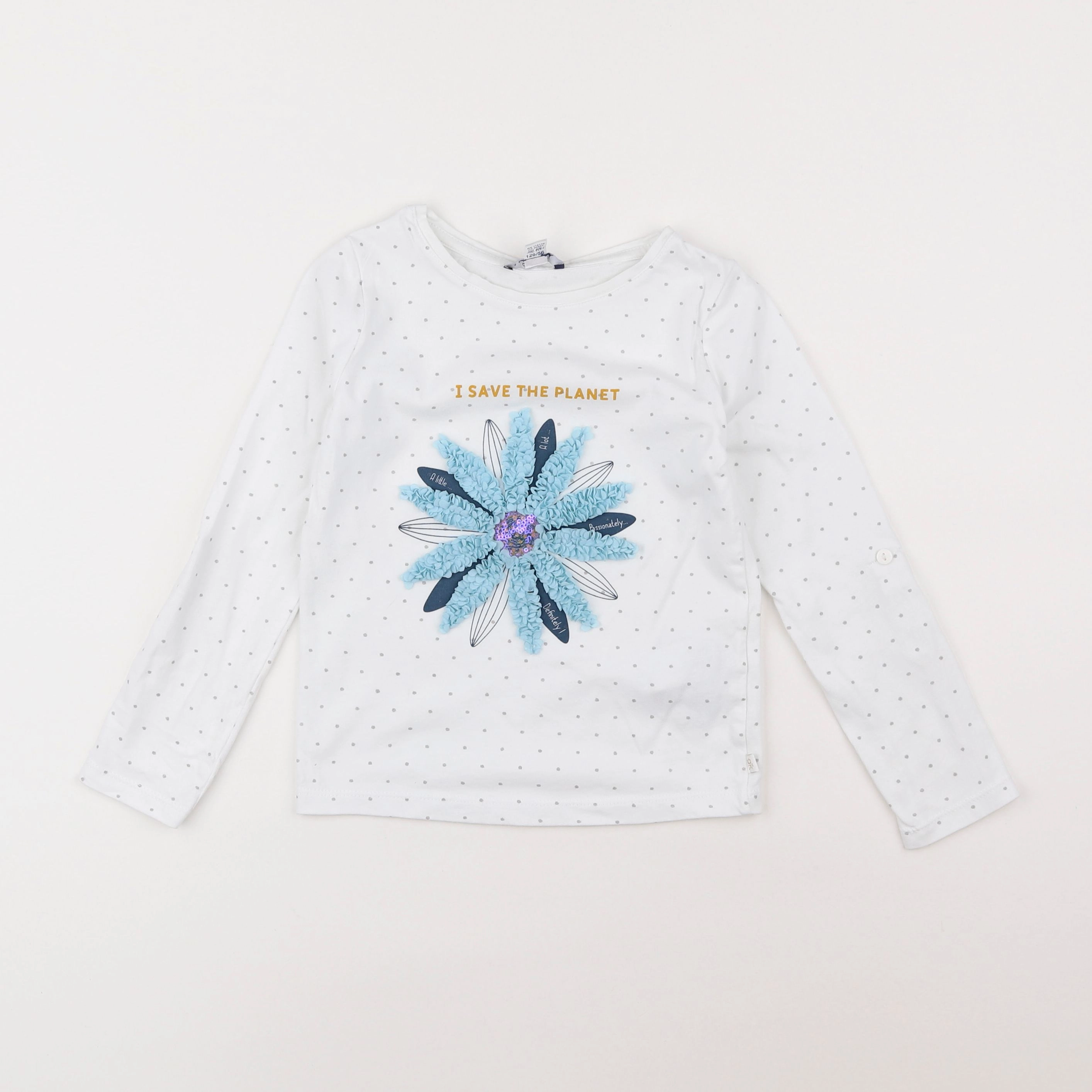 Okaidi - tee-shirt blanc, bleu - 6 ans