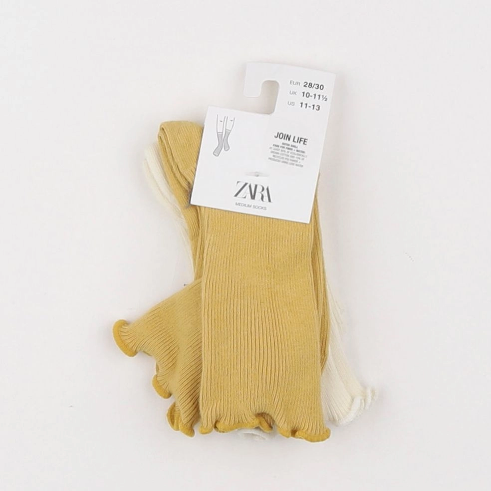 Zara - lot de 2 chaussettes jaune, beige - 28-30 - 10/12 ans