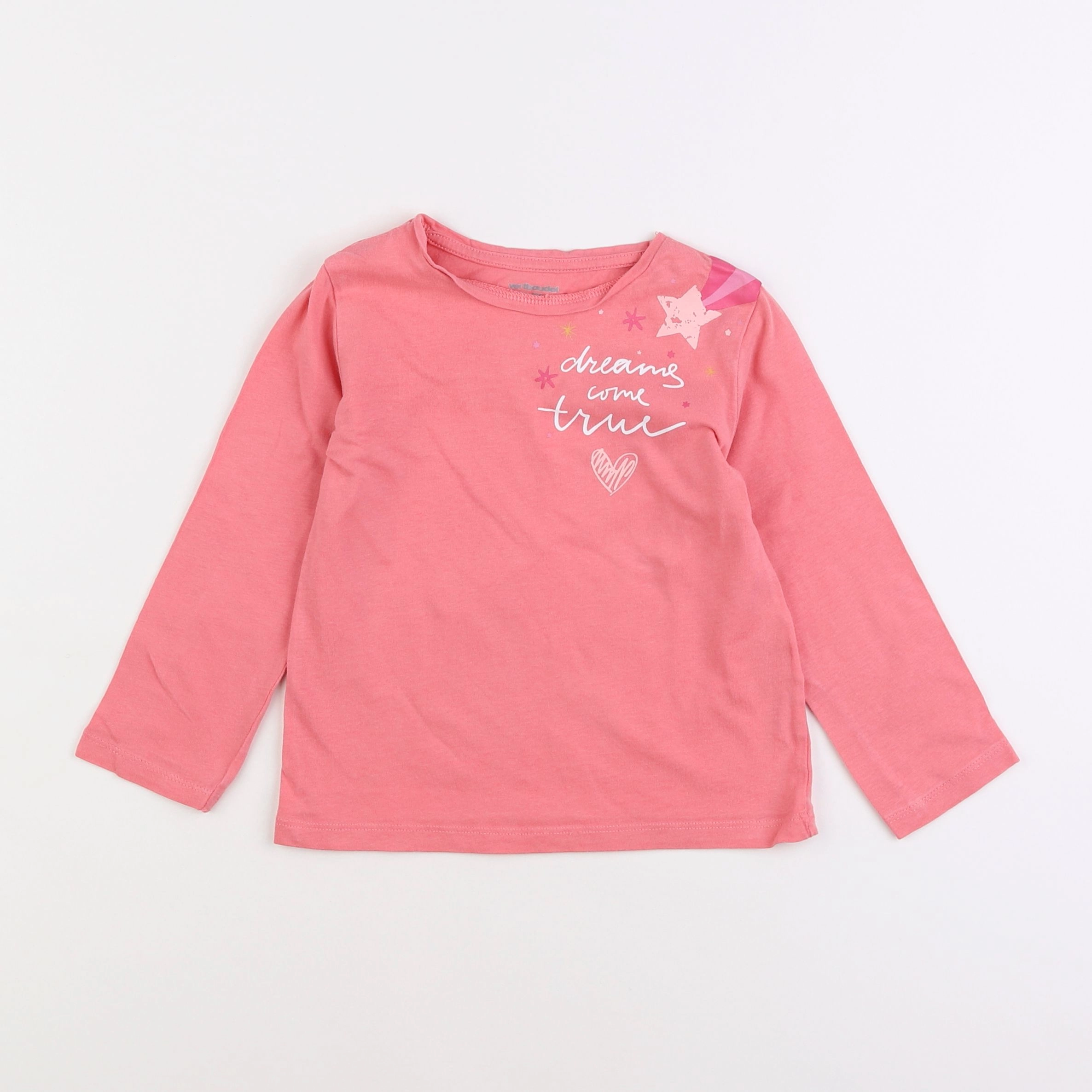 Vertbaudet - tee-shirt rose - 4 ans