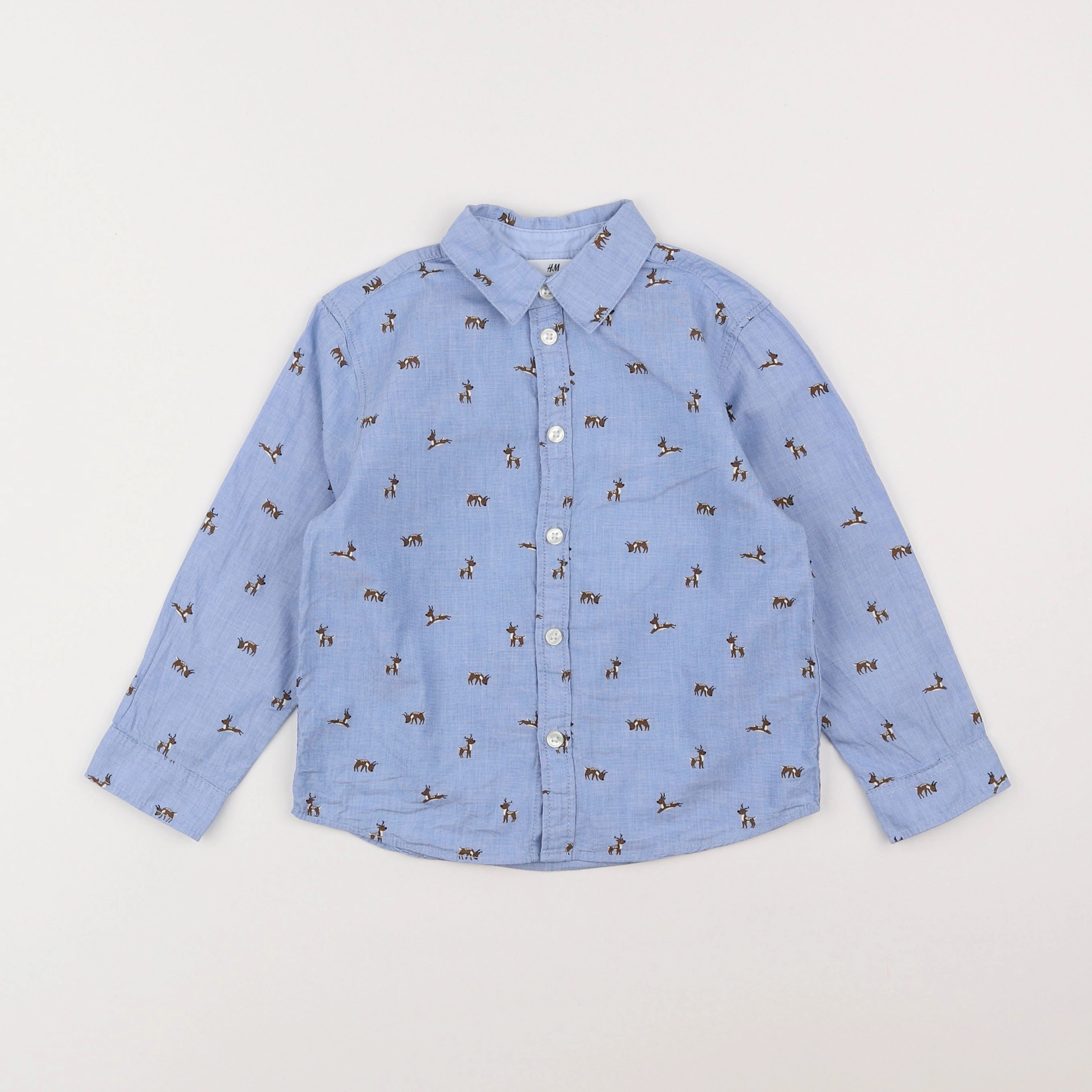 H&M - chemise bleu - 3/4 ans