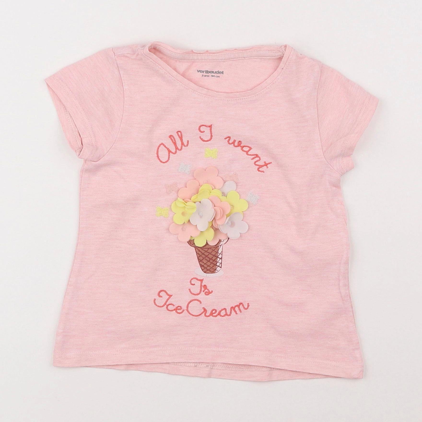 Vertbaudet - tee-shirt rose - 3 ans