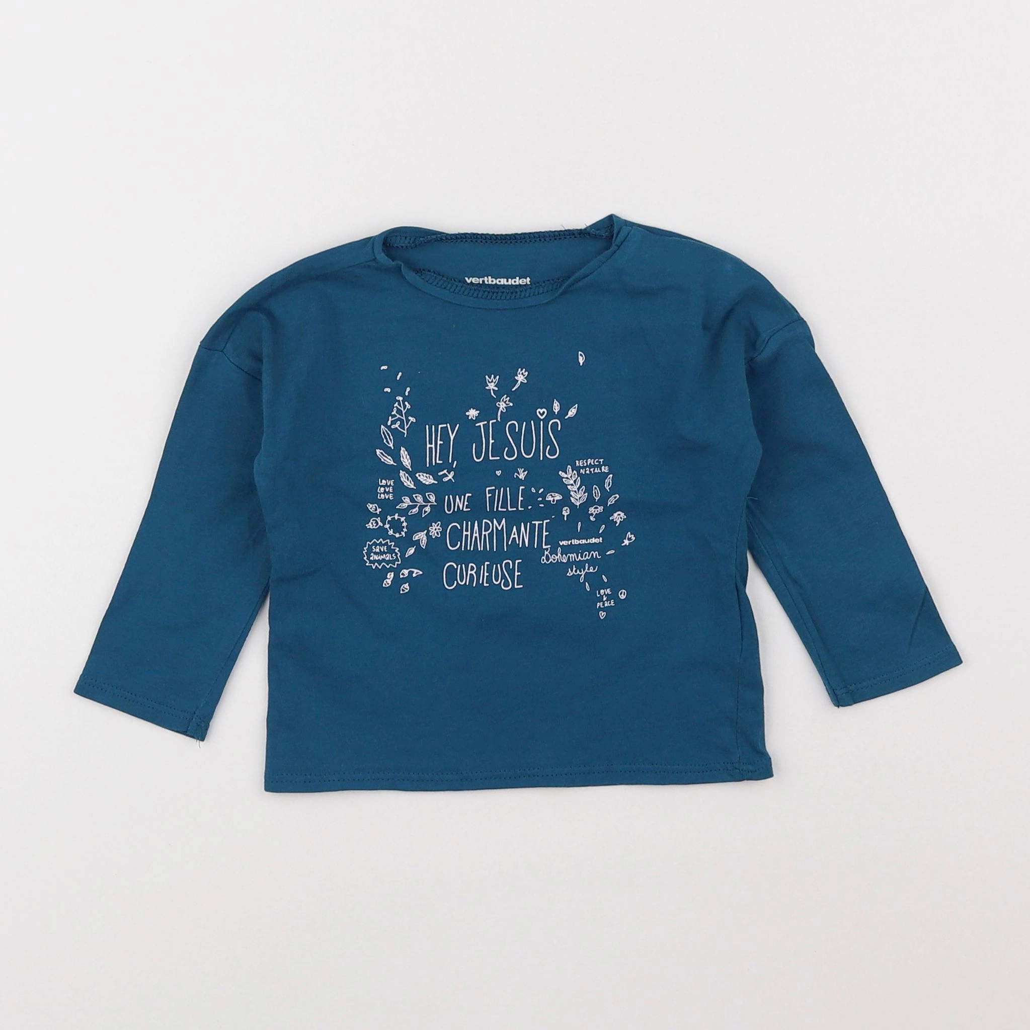 Vertbaudet - tee-shirt bleu - 6 mois