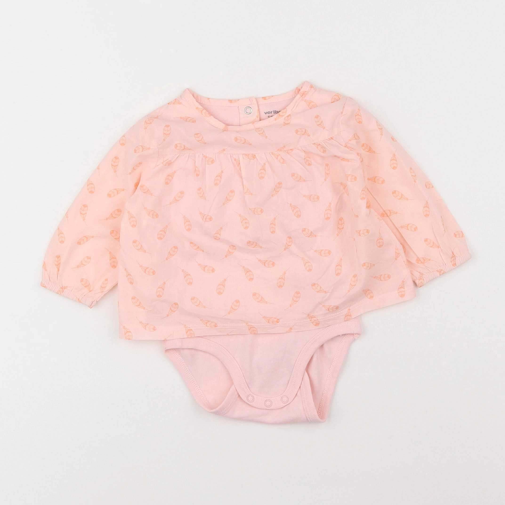 Vertbaudet - body blouse rose - 6 mois