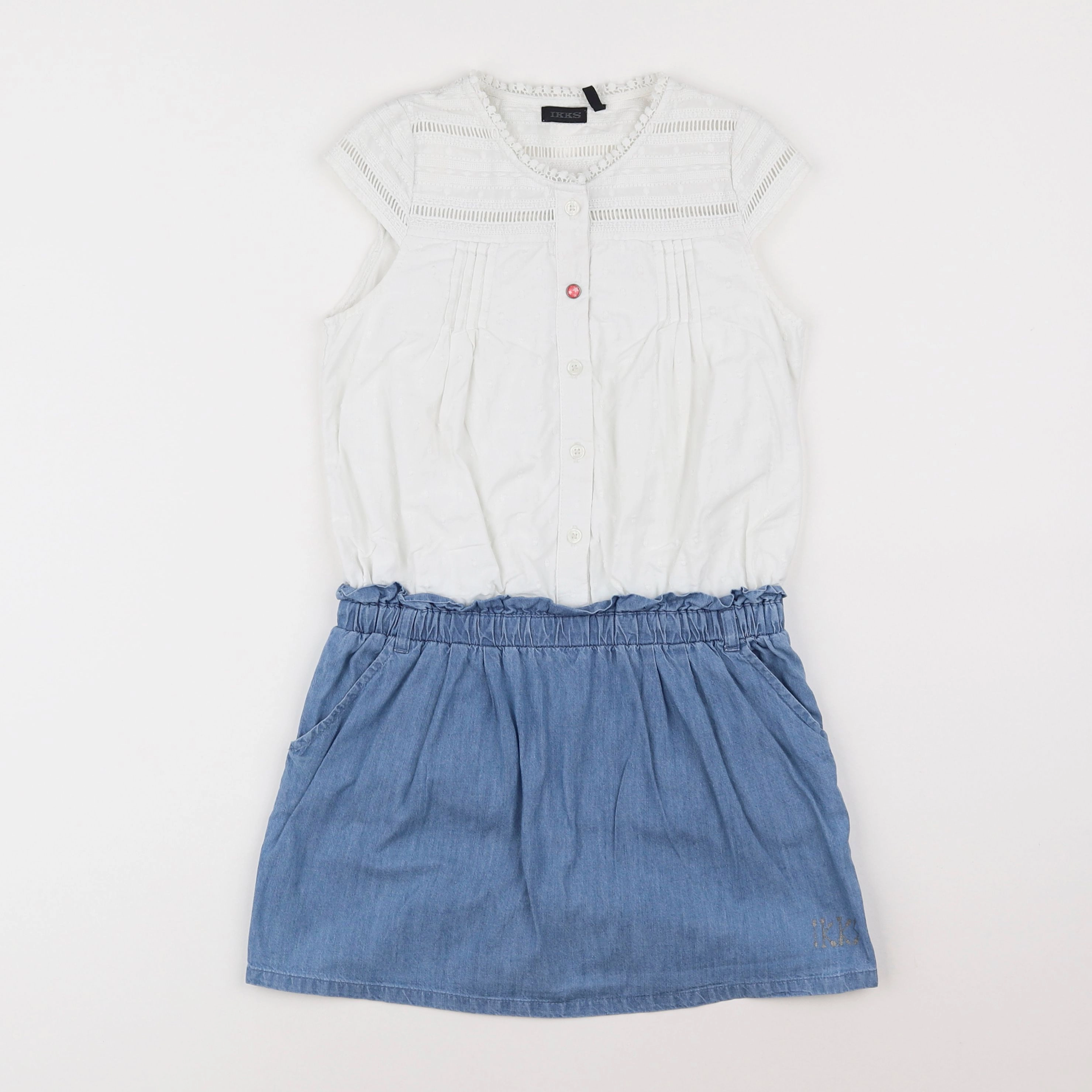 IKKS - robe blanc, bleu - 8 ans