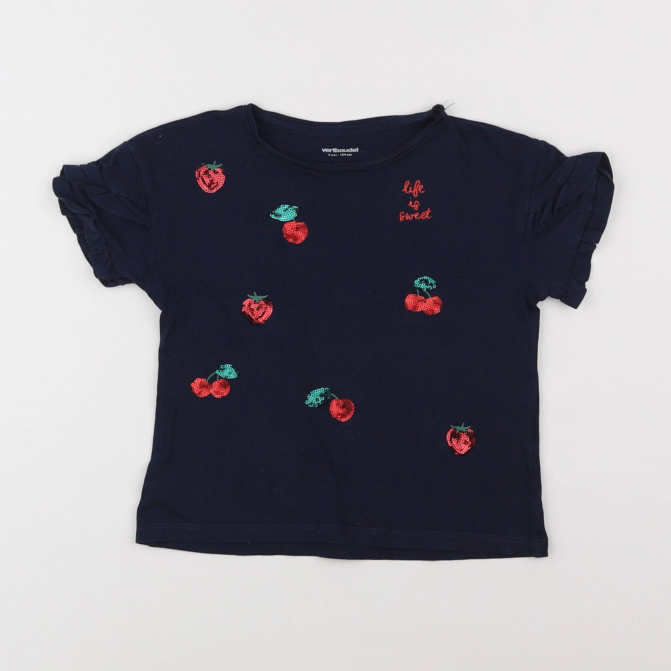 Vertbaudet - tee-shirt bleu - 4 ans