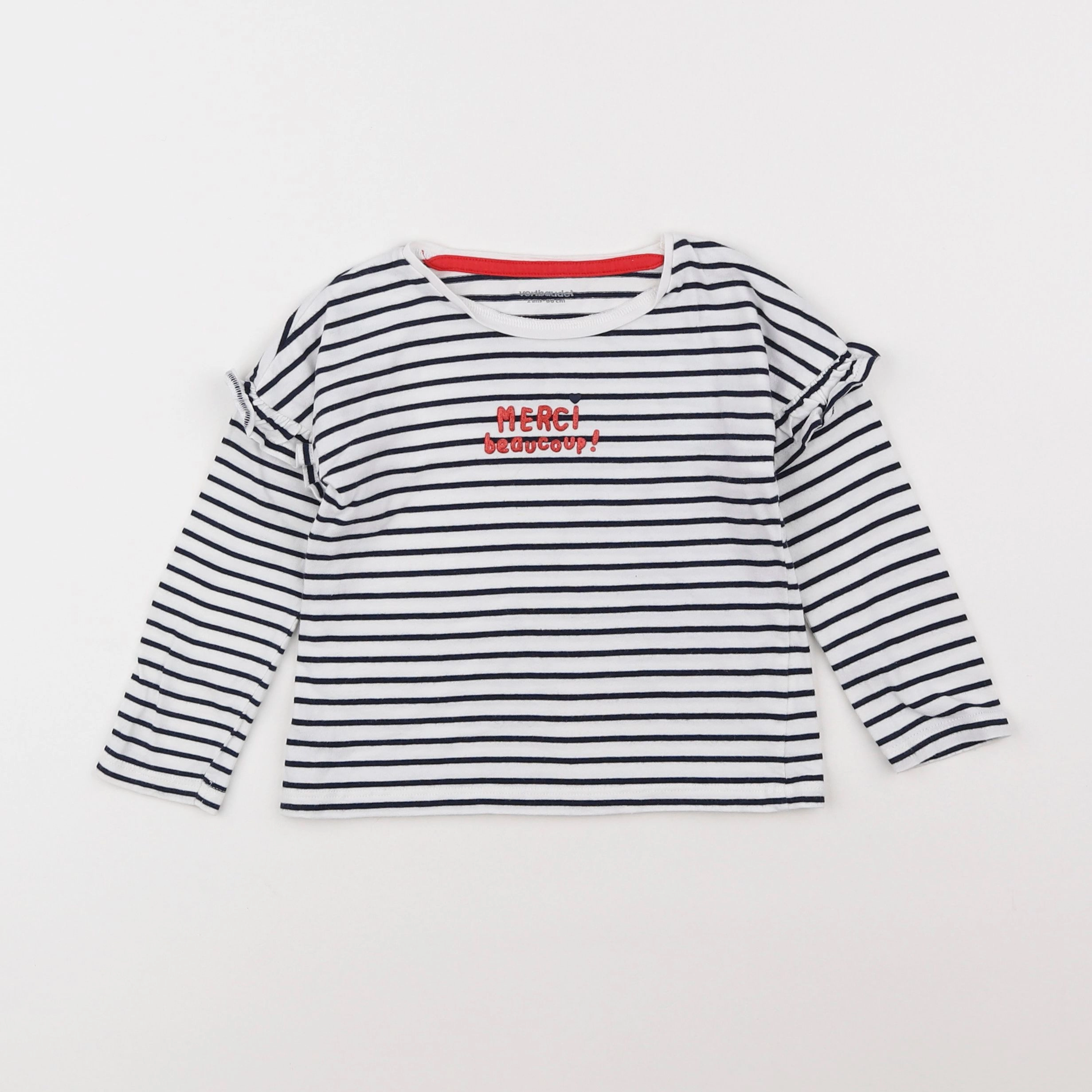 Vertbaudet - tee-shirt bleu, blanc - 2 ans