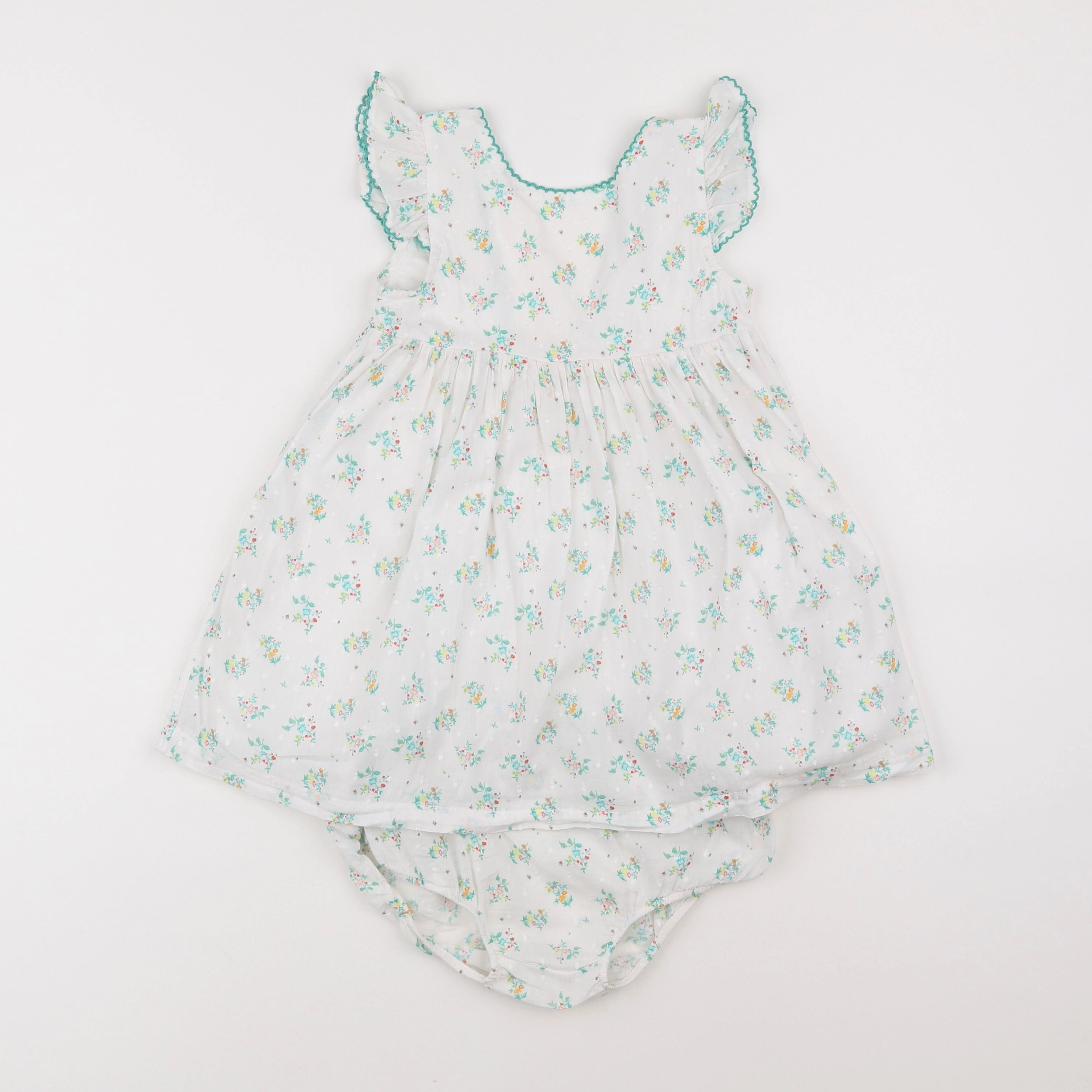 Boutchou - robe blanc, vert - 2 ans