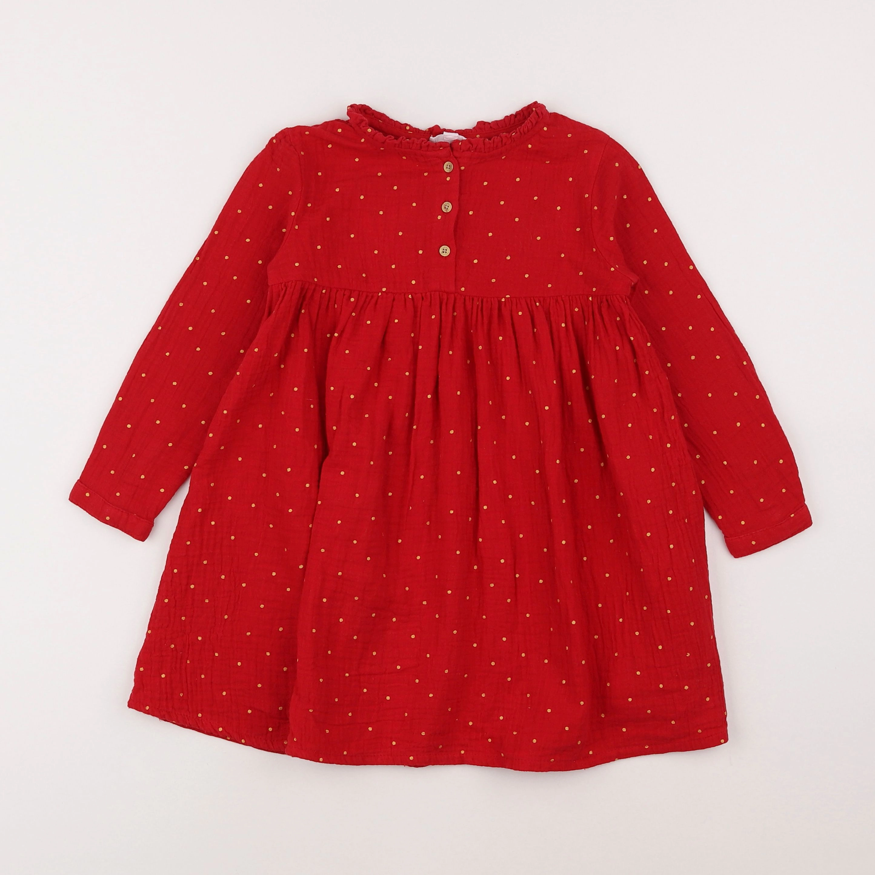 Vertbaudet - robe rouge, or - 4 ans